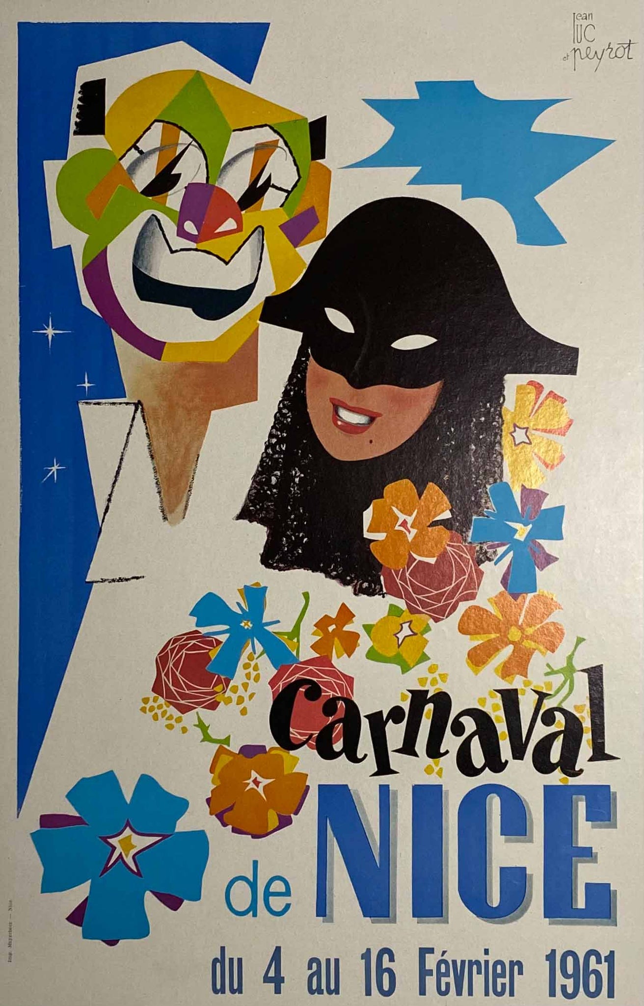 Affiche Originale Carnaval de Nice - Jean-Luc Peyrot 1961