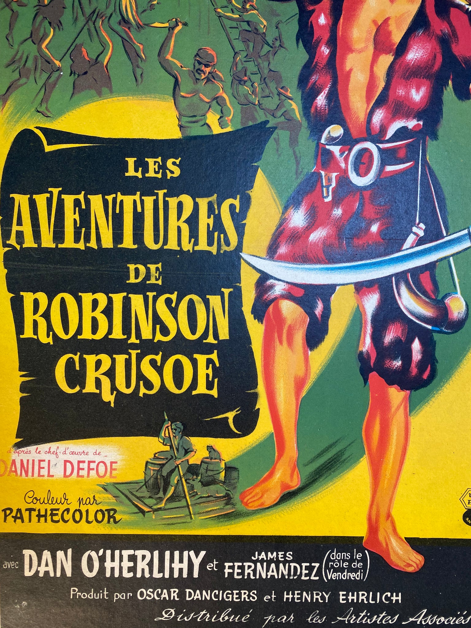 Affiche Ressortie Cinéma les aventures de Robinson Crusoé Film de Luís Buñuel 1954