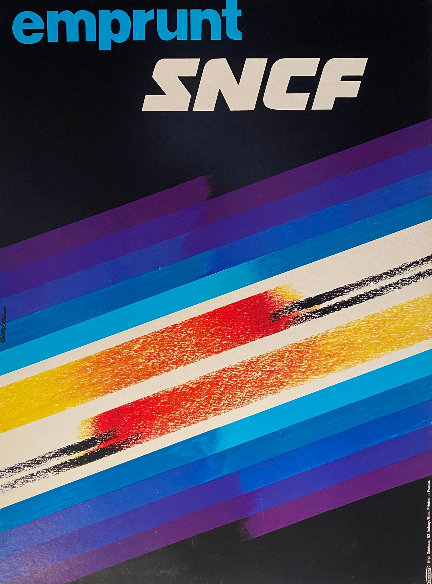 Affiche Originale Emprunt SNCF par Jacques Auriac, 1965