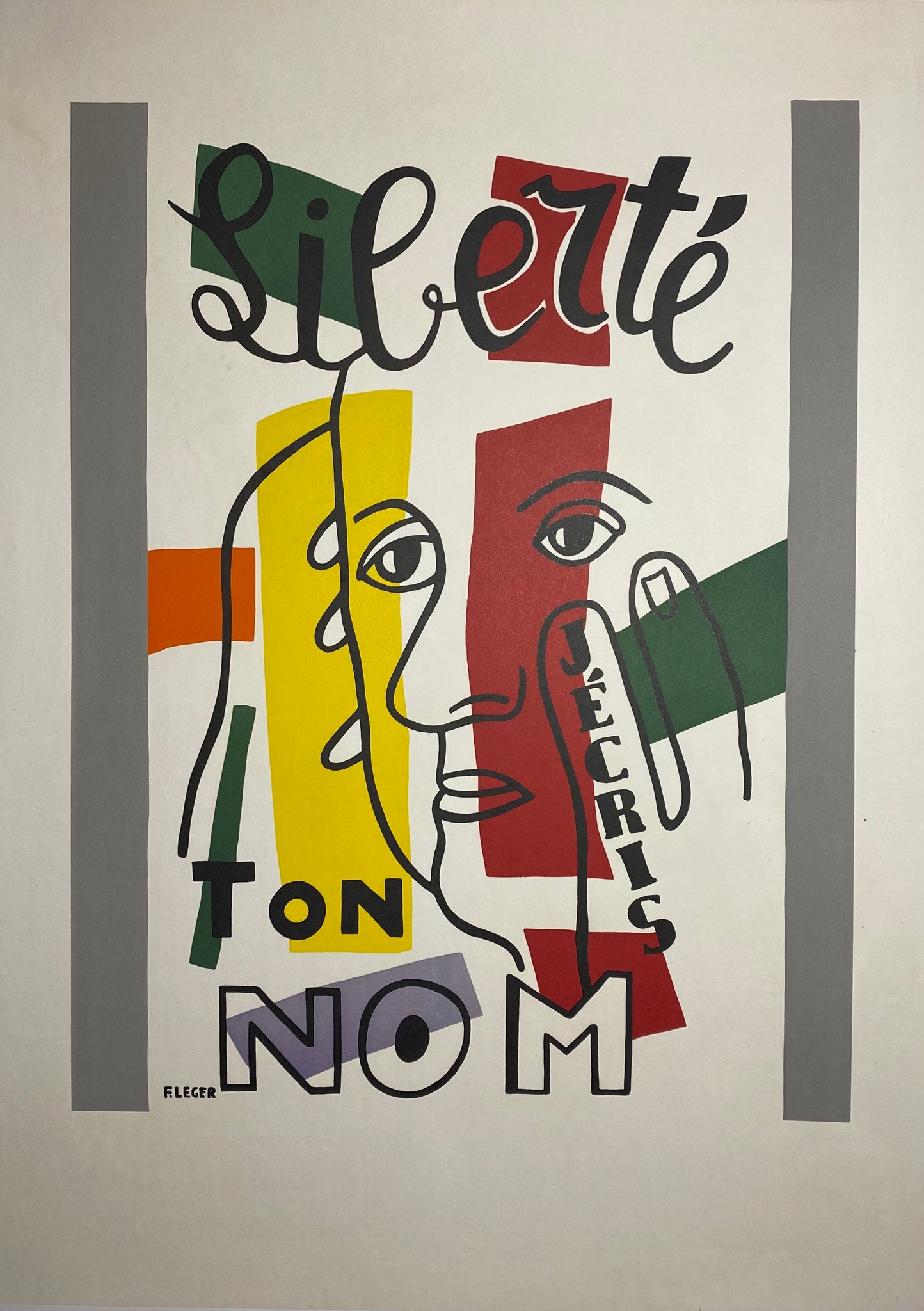 Affiche Originale Liberté, j'écris ton nom d'après Fernand Léger, 1953