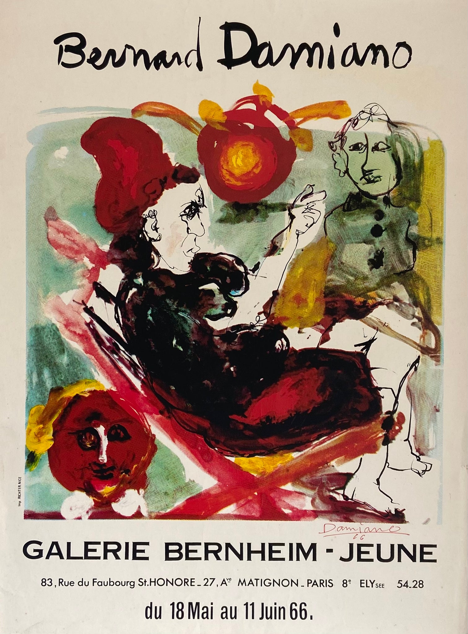 Affiche galerie Bernheim - Jeune    par Bernard Damiano, 1966