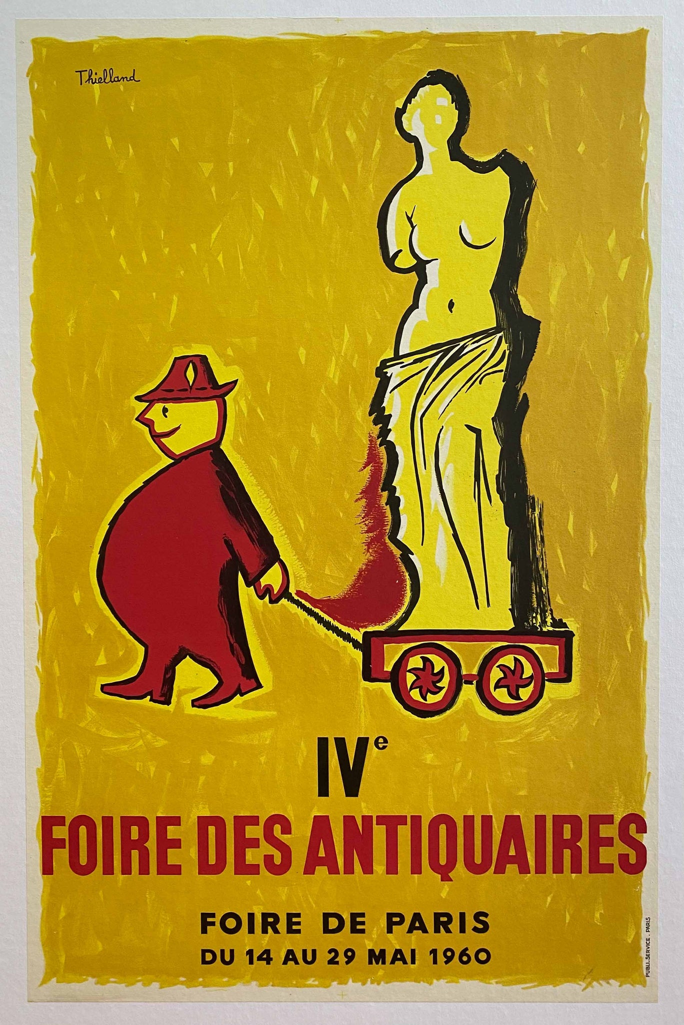 Affiche Originale 4e Foire des Antiquaires Paris - Thielland 1960