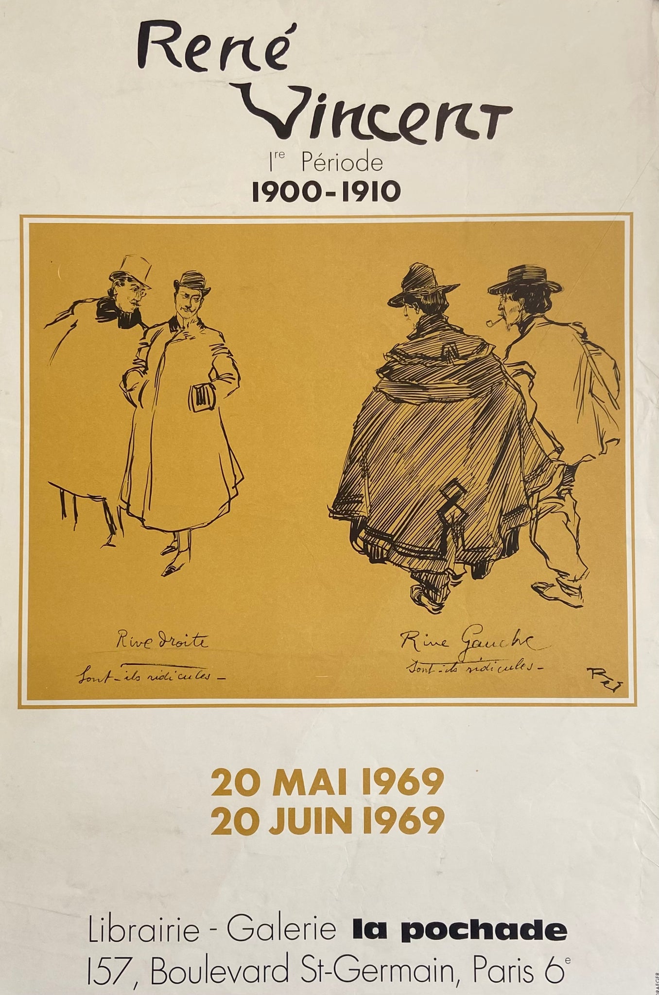 Affiche galerie la pochade Par René Vincent, 1969