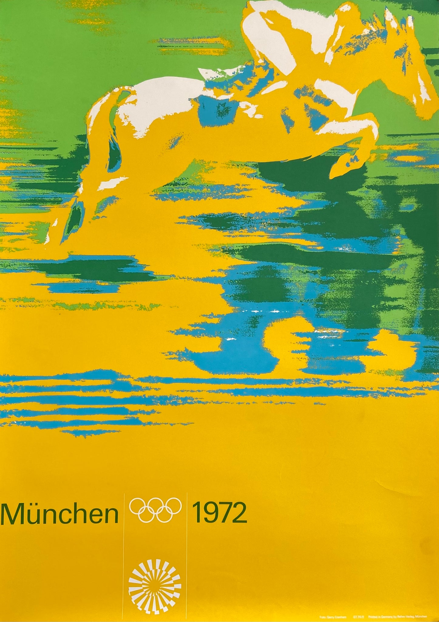 Affiche Ancienne Jeux olympiques Munich 1972 Course Hippique