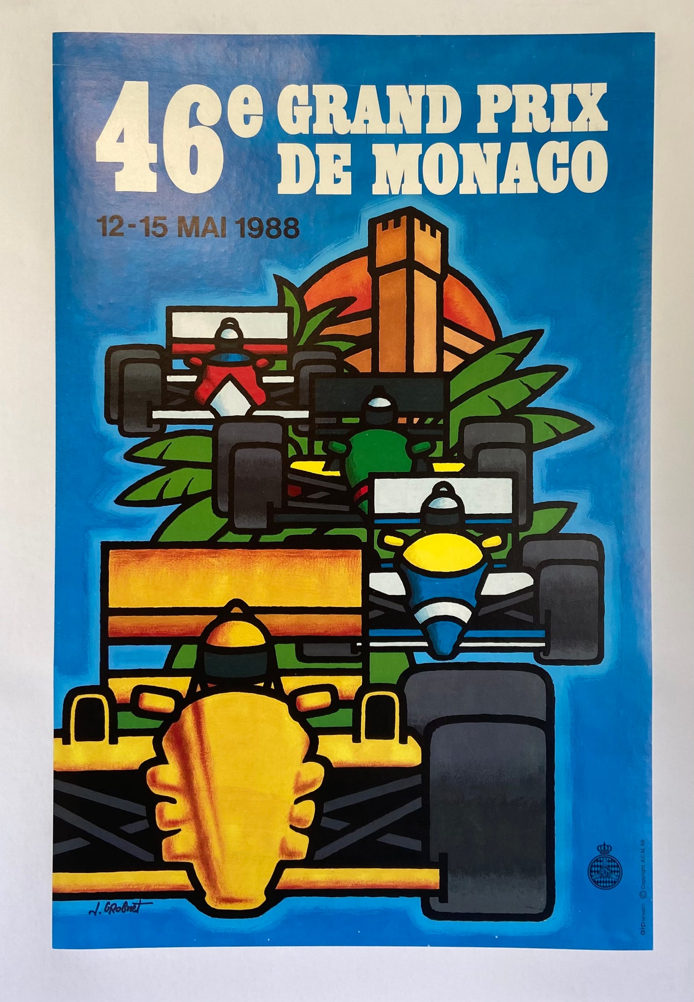 Affiche 46eme Grand Prix de Monaco par J. Grognet, 1988     