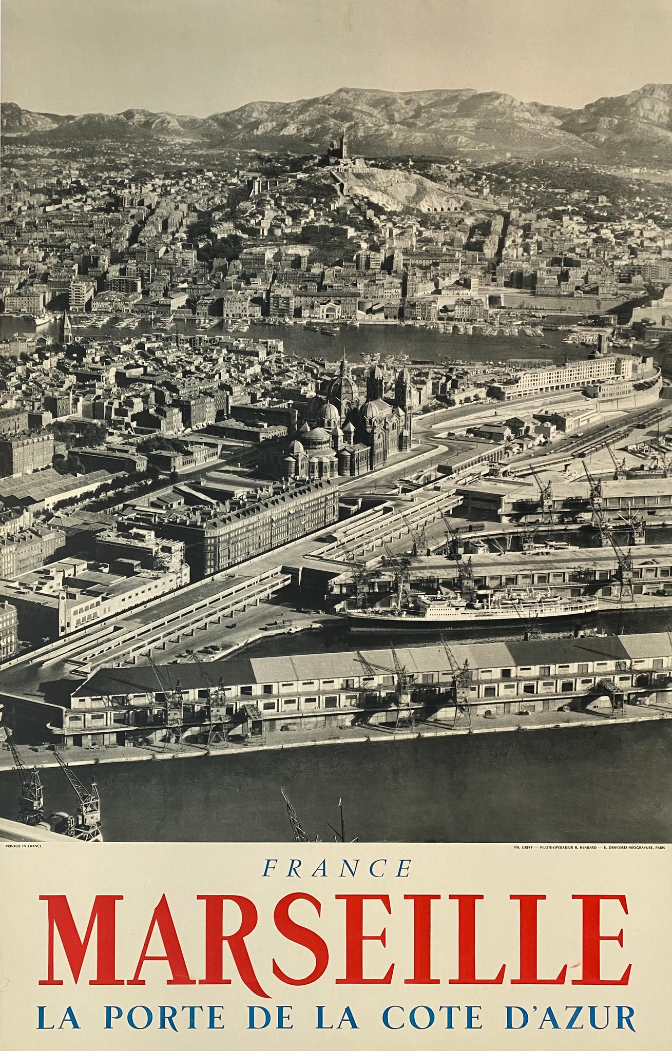 Affiche Originale Marseille la Porte de la Côte d'Azur - Greff (photographe) 1955