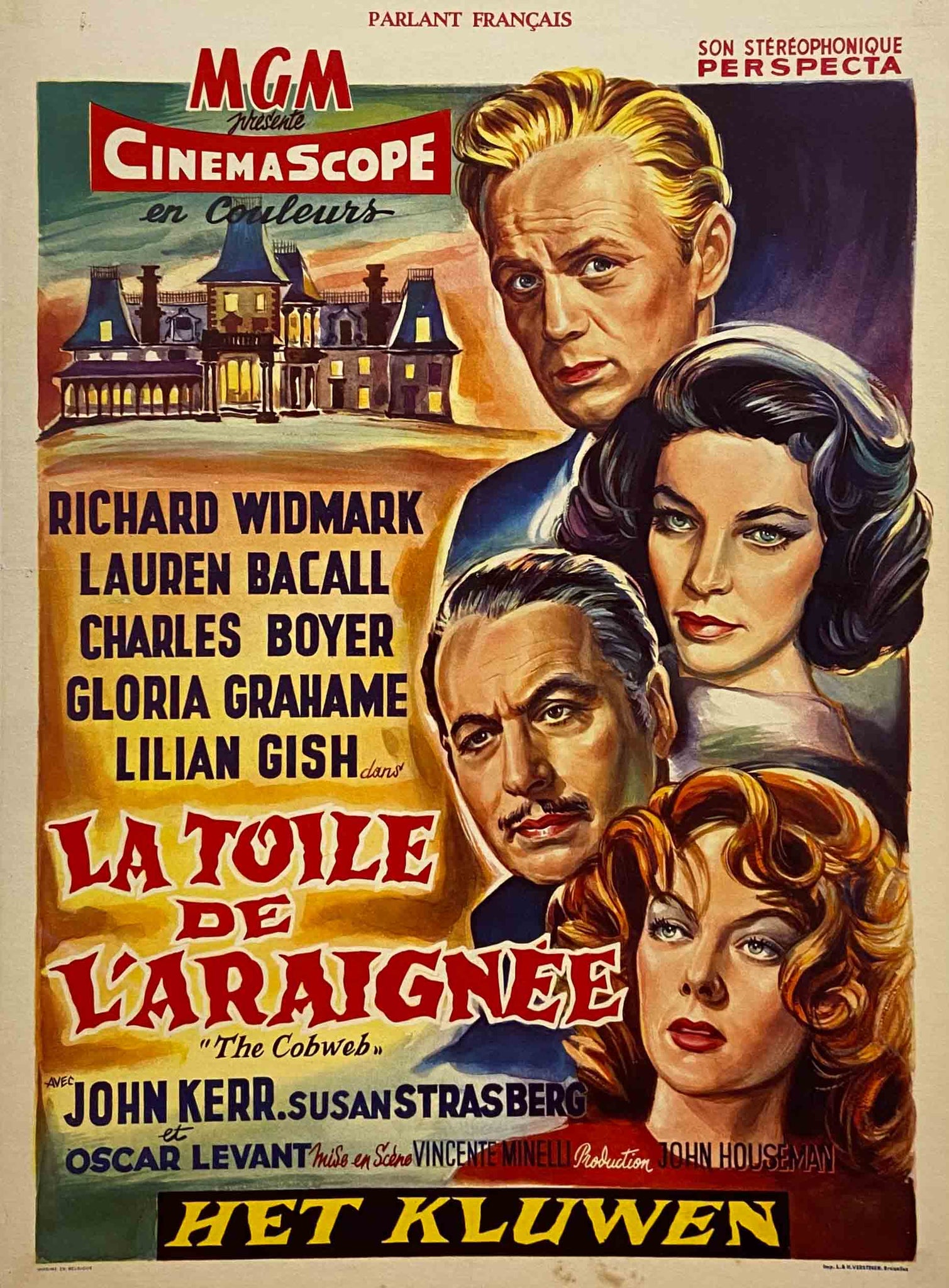 Affiche Ressortie Cinéma la toile de l'araignée Film de Vincente Minnelli, 1958