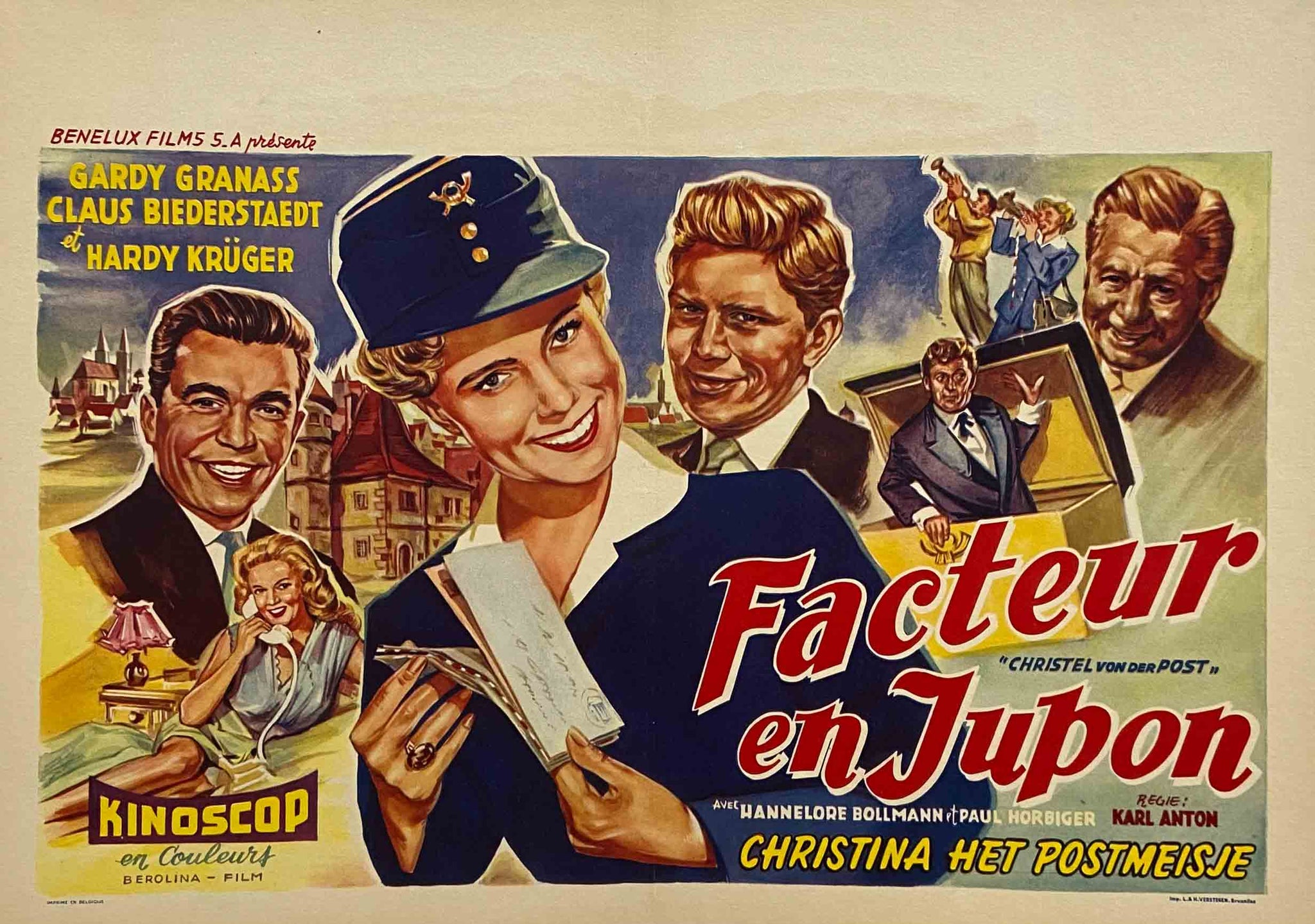 Affiche Cinéma Facteur en Jupon Film de Karl Anton , 1956