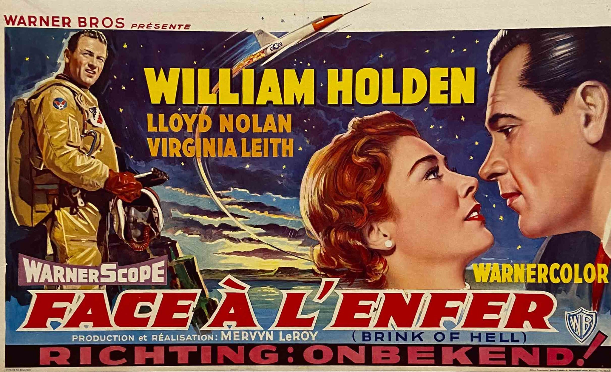 Affiche Cinéma Face a l'Enfer Film de Mervyn Leroy, 1956