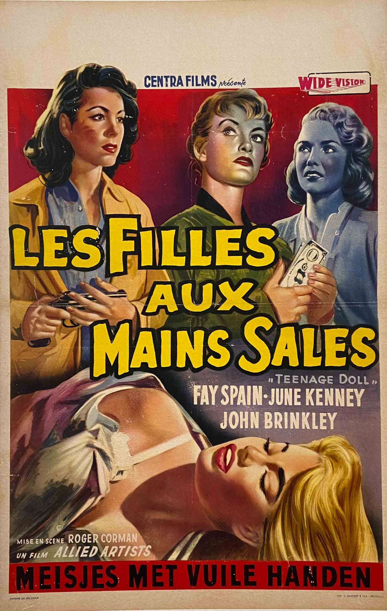 Affiche Cinéma les filles aux mains sales Film de Roger Corman, 1957