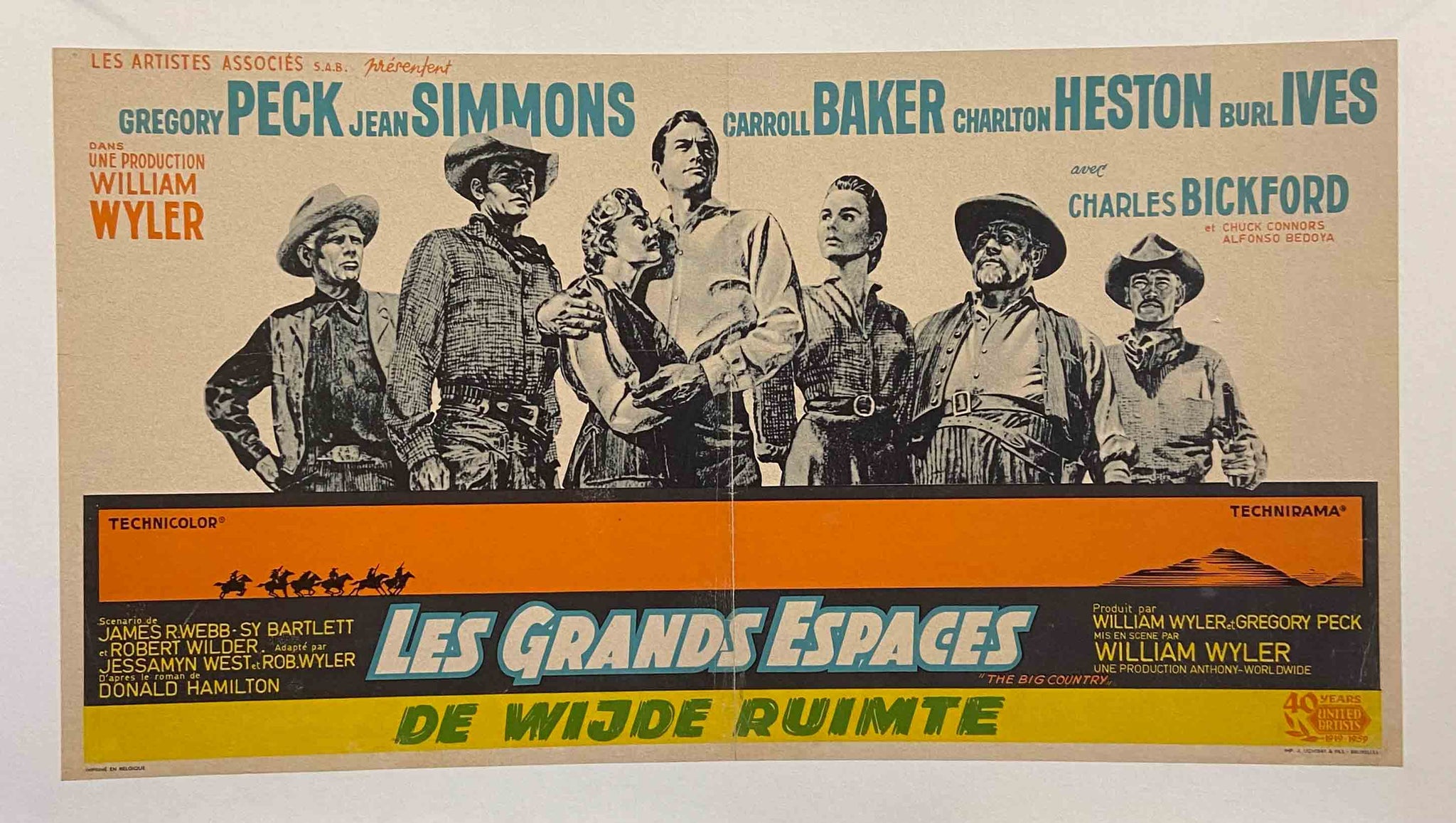 Affiche Cinéma les grands espaces Film de William Wyler, 1958