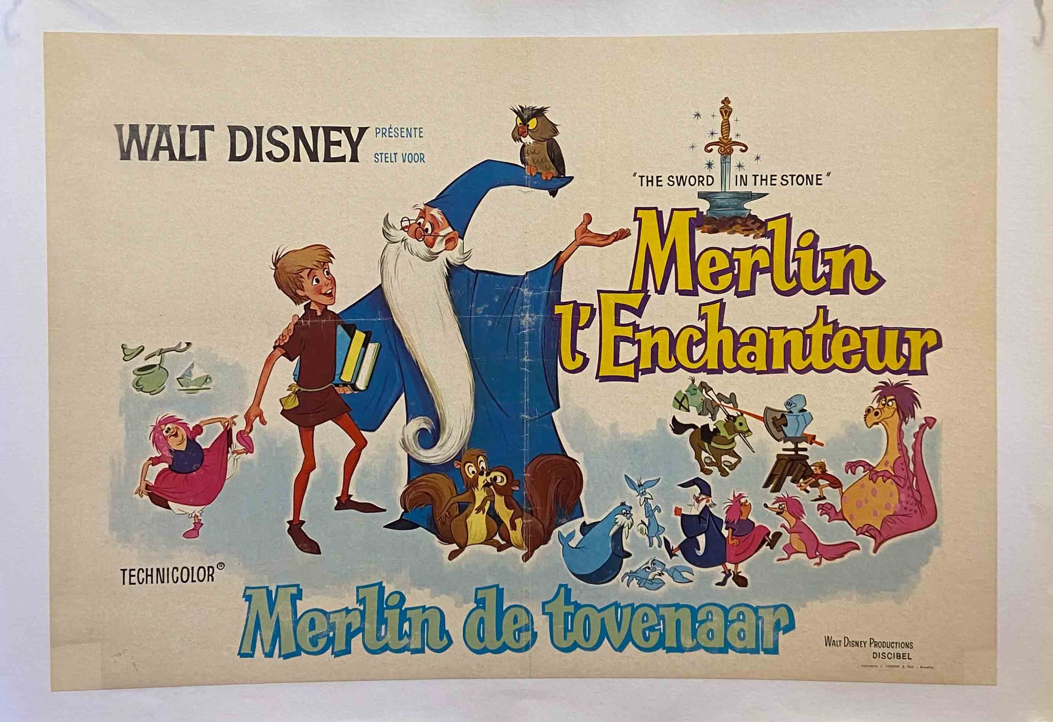 Affiche Cinéma Merlin l'enchanteur Film de Wolfgang Reitherman, 1963