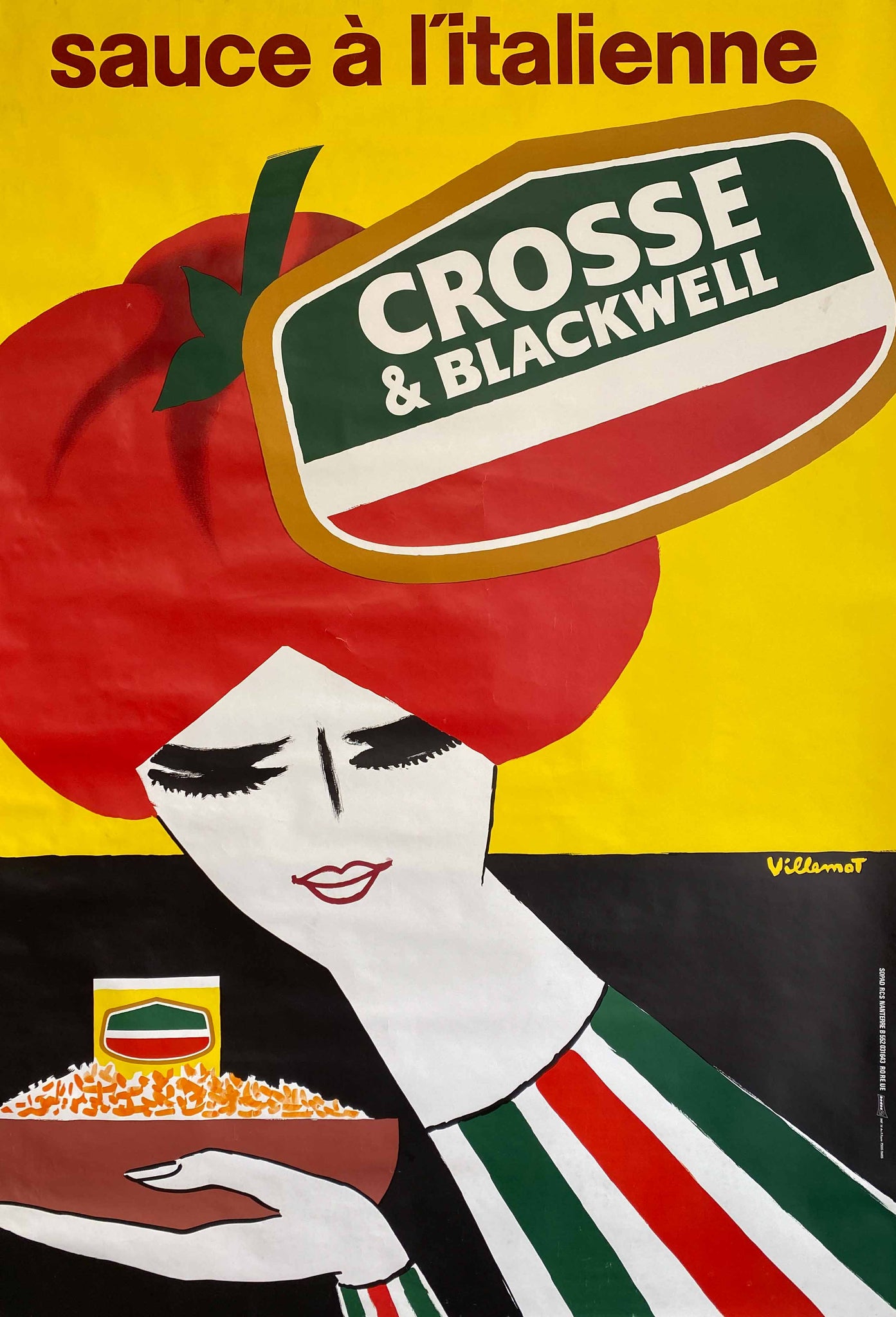 Affiche Originale Crosse & Blackwell Sauce à l'italienne Par Bernard Villemot, 1981