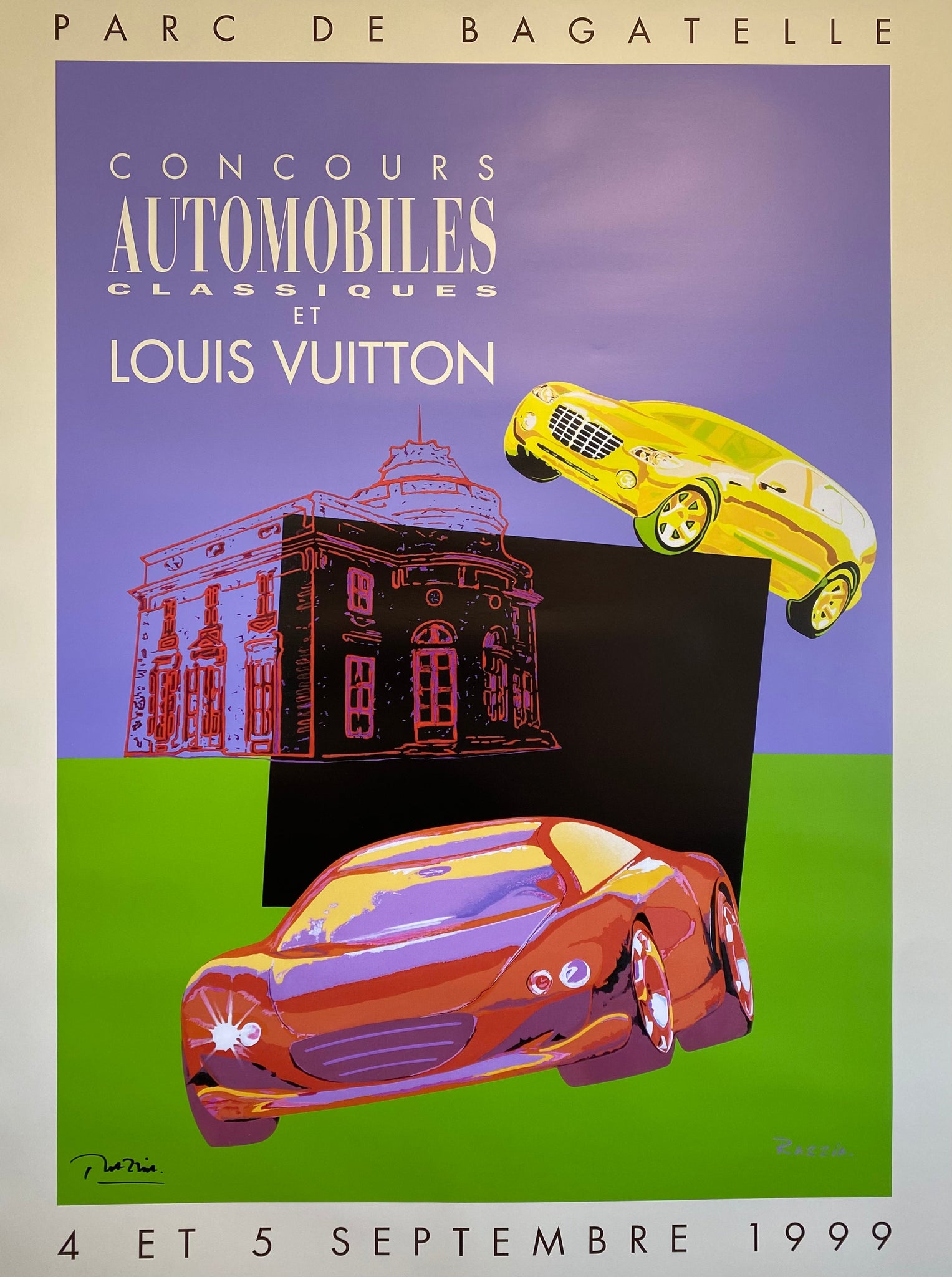 Affiche Concours Automobiles Classiques et Louis Vuitton (Aston Martine) Par Razzia, 1999
