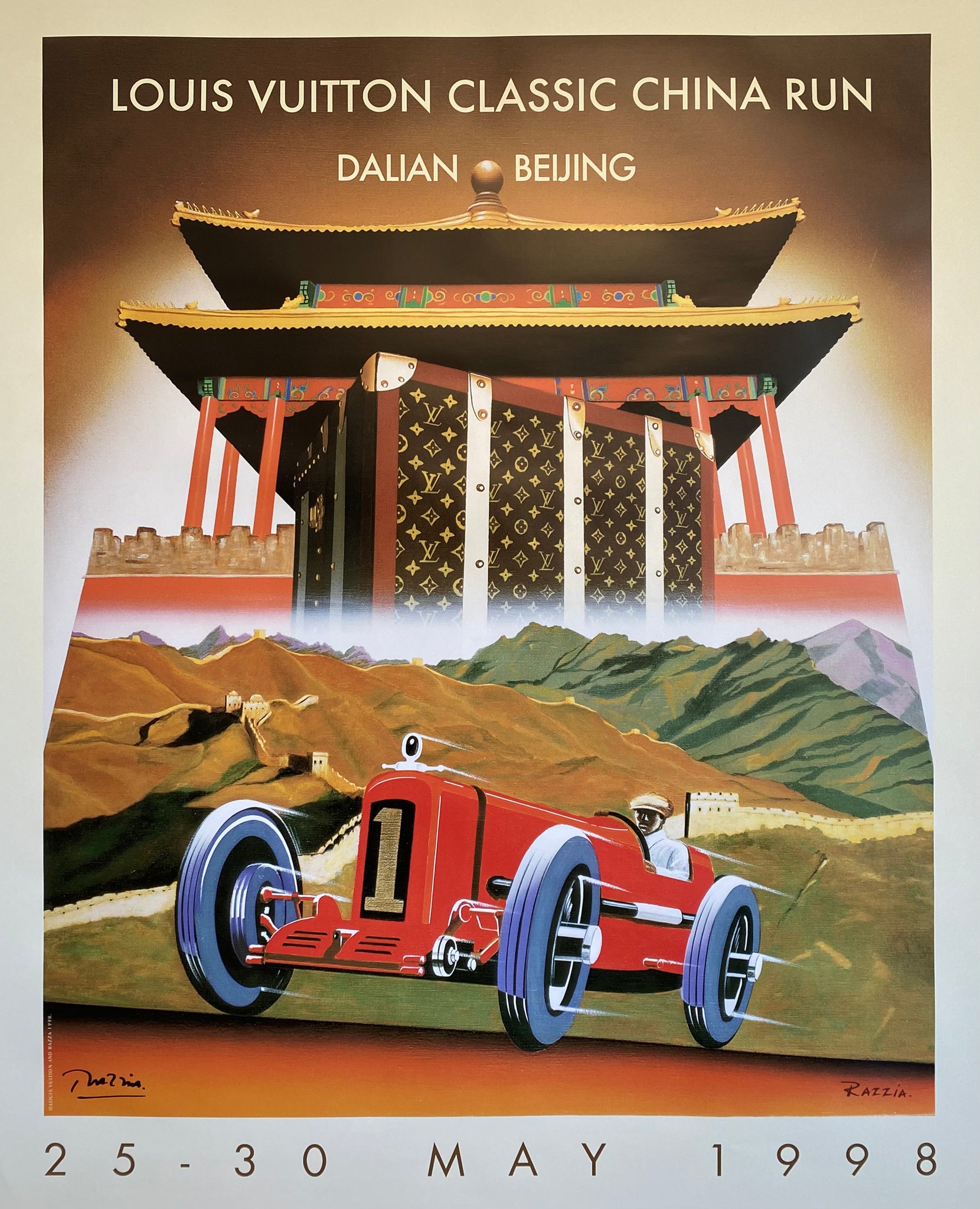 Affiche Louis Vuitton Classic China Run Dalian Beijing Par Razzia, 1998