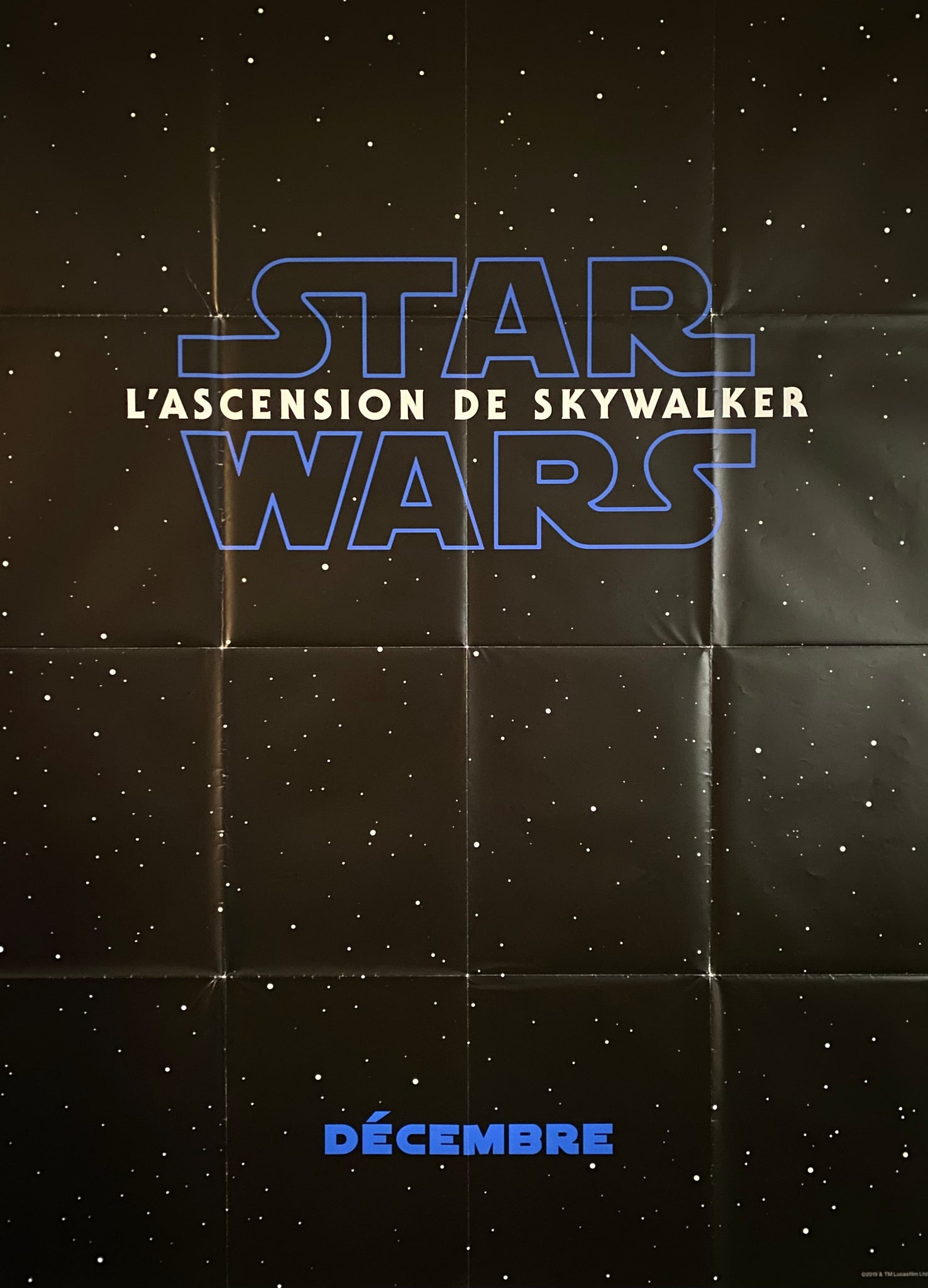 Affiche Cinéma Star Wars L'Ascension de Skywalker de 2019. 