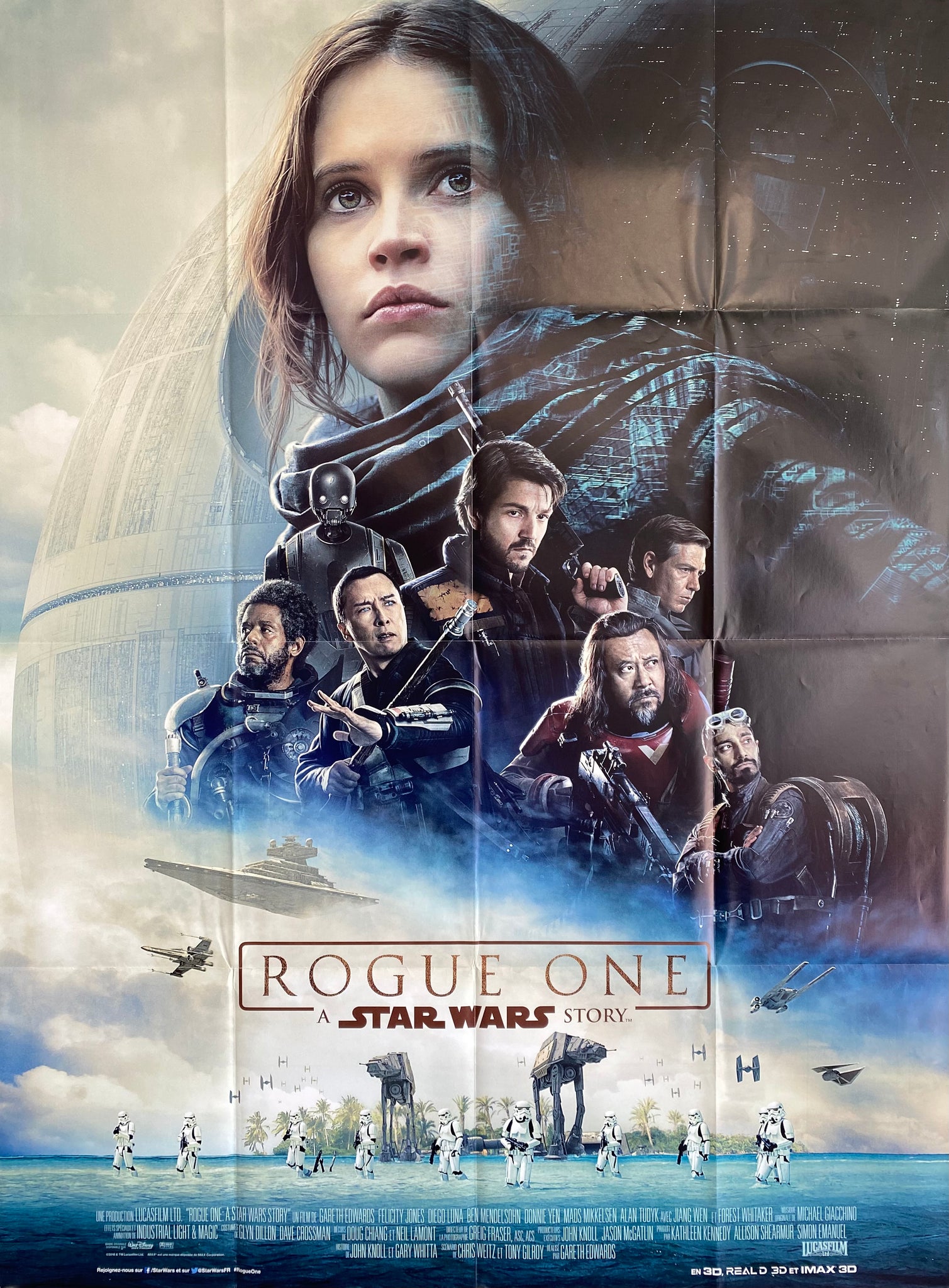 Affiche Cinéma Star Wars Rogue One de 2016. 