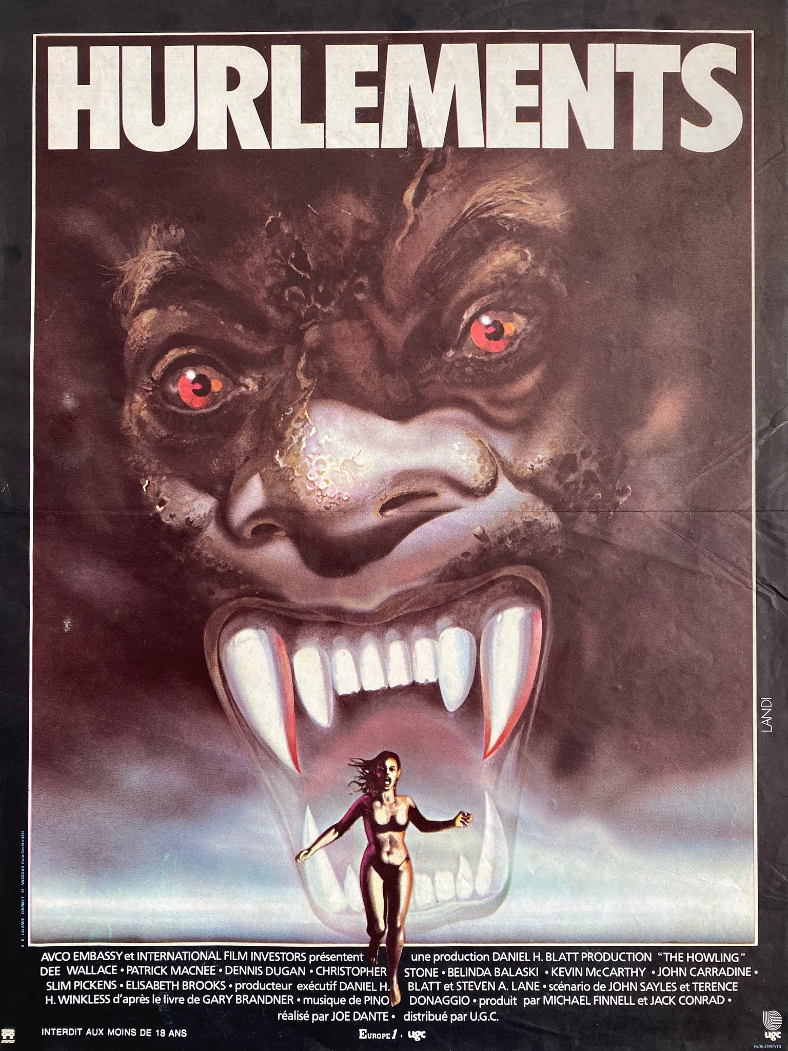 Affiche Cinéma Hurlements de 1981.