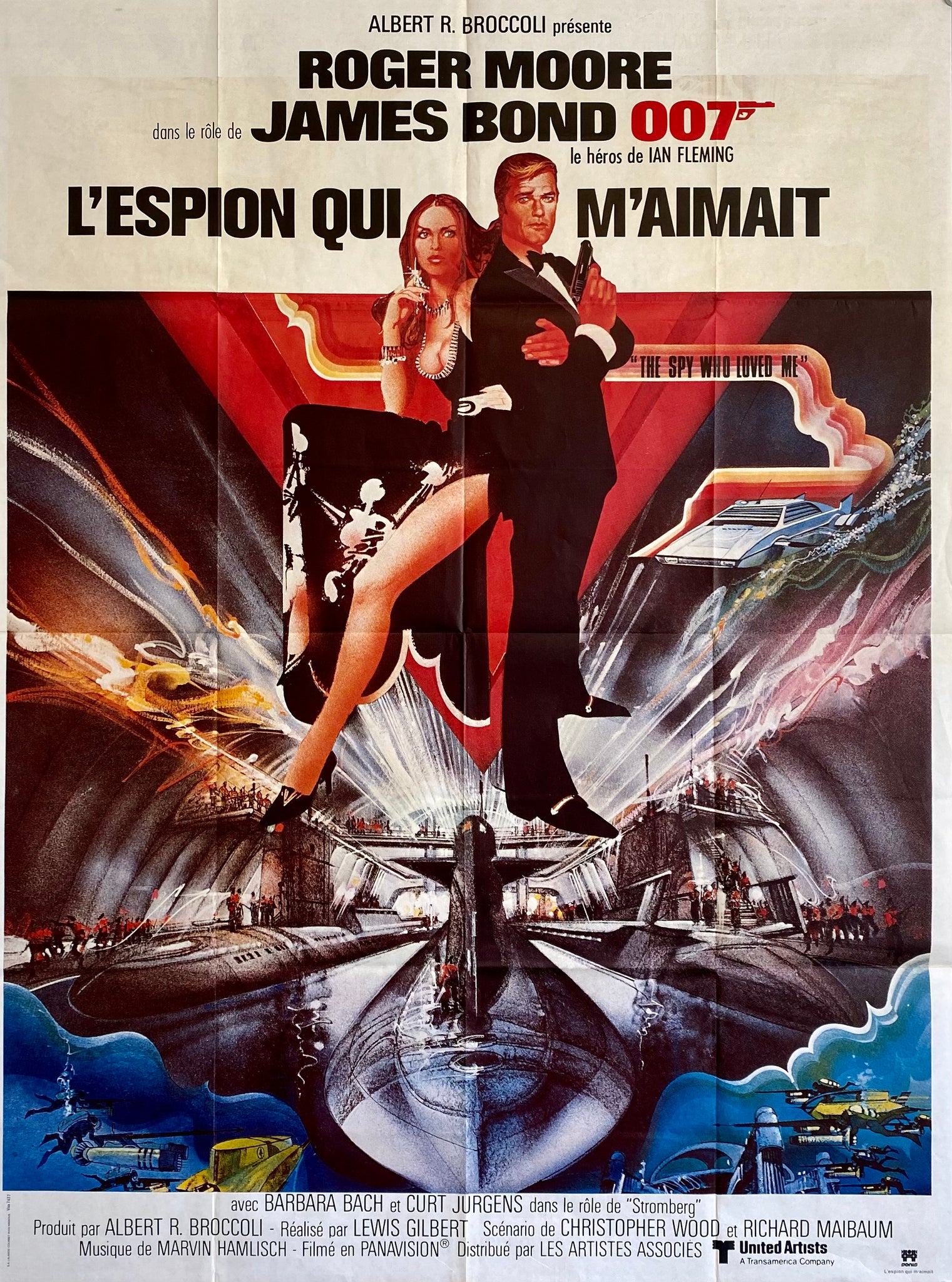 Affiche Cinéma originale James Bond  L'Espion qui m'aimait de 1977. 