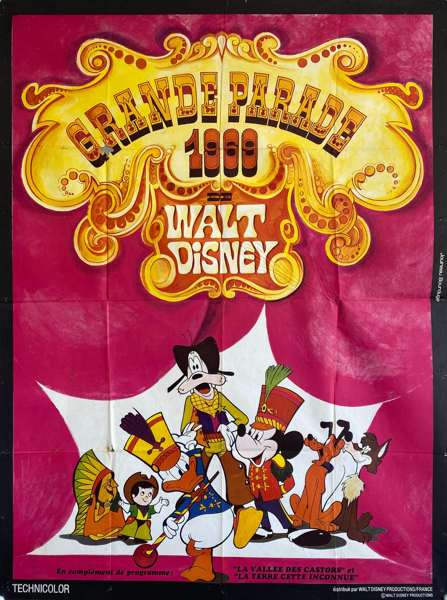 Affiche Cinéma Grande Parade de Disney de 1969.