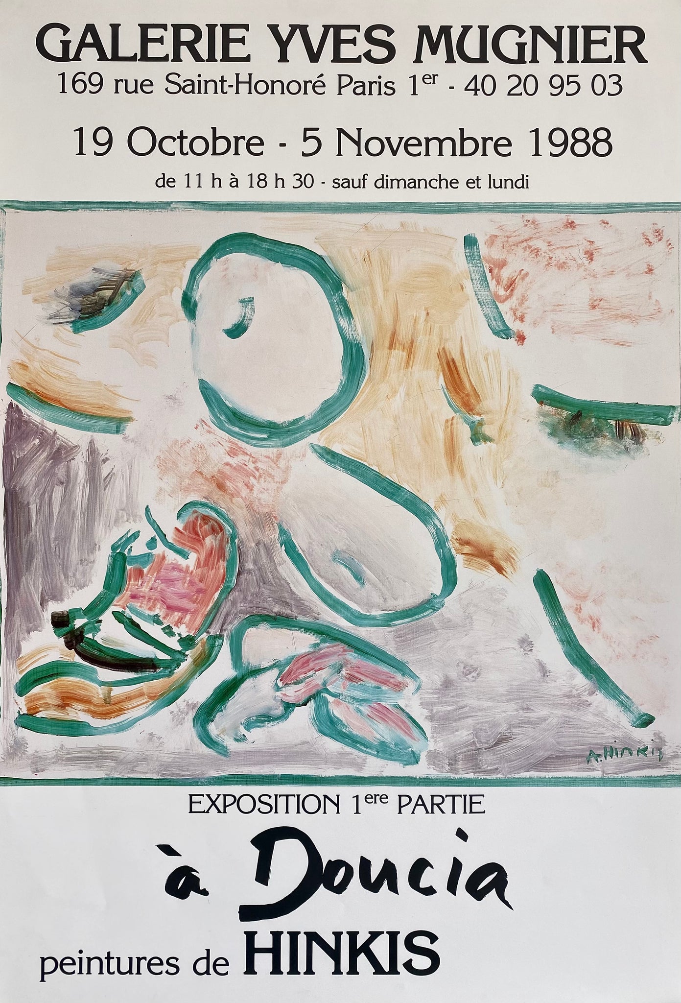 Affiche Galerie Yves Mugnier à Doucia Par Hinkis, 1988