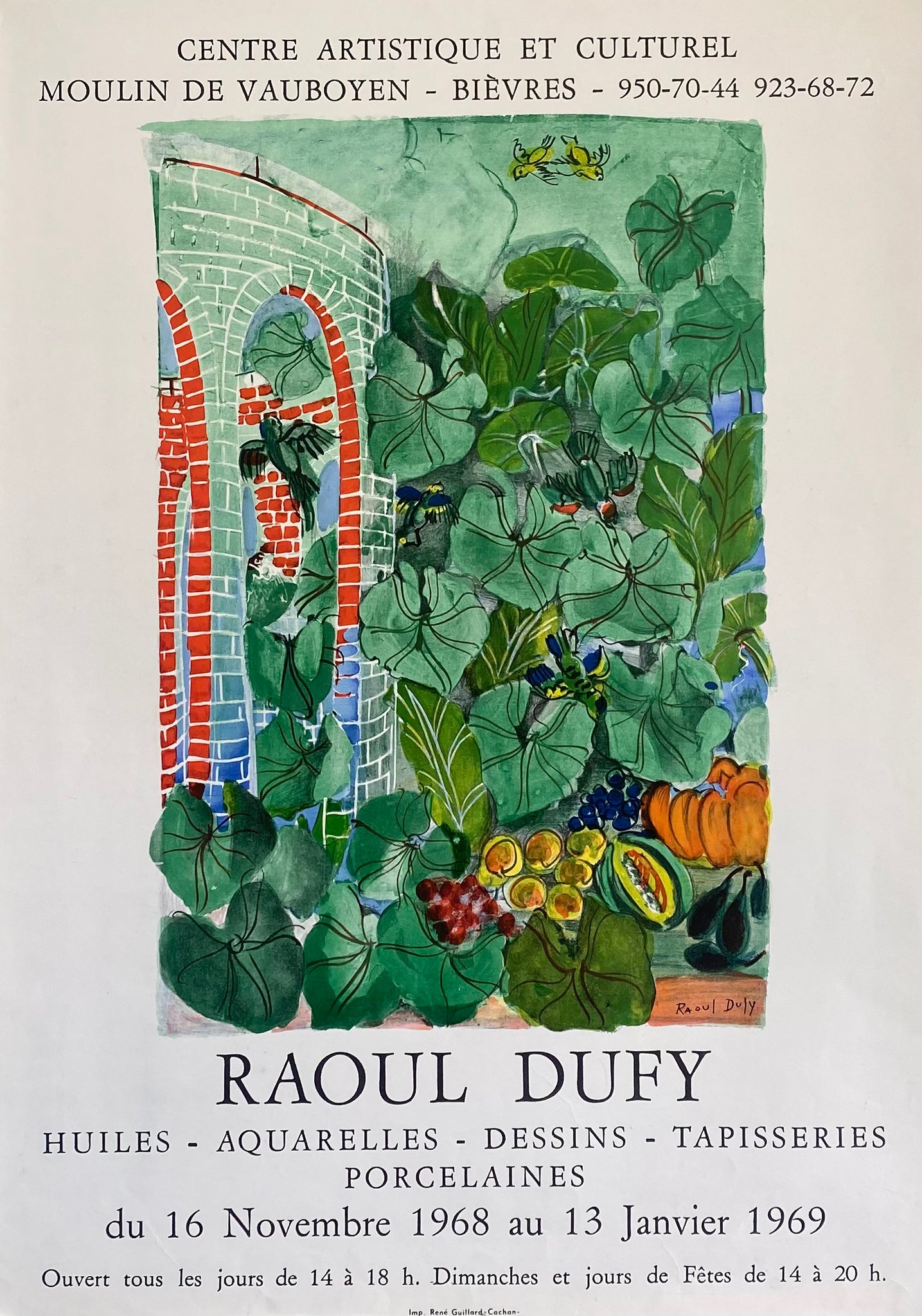 Affiche Centre Artistique et Culturel   Par Raoul Dufy, 1969