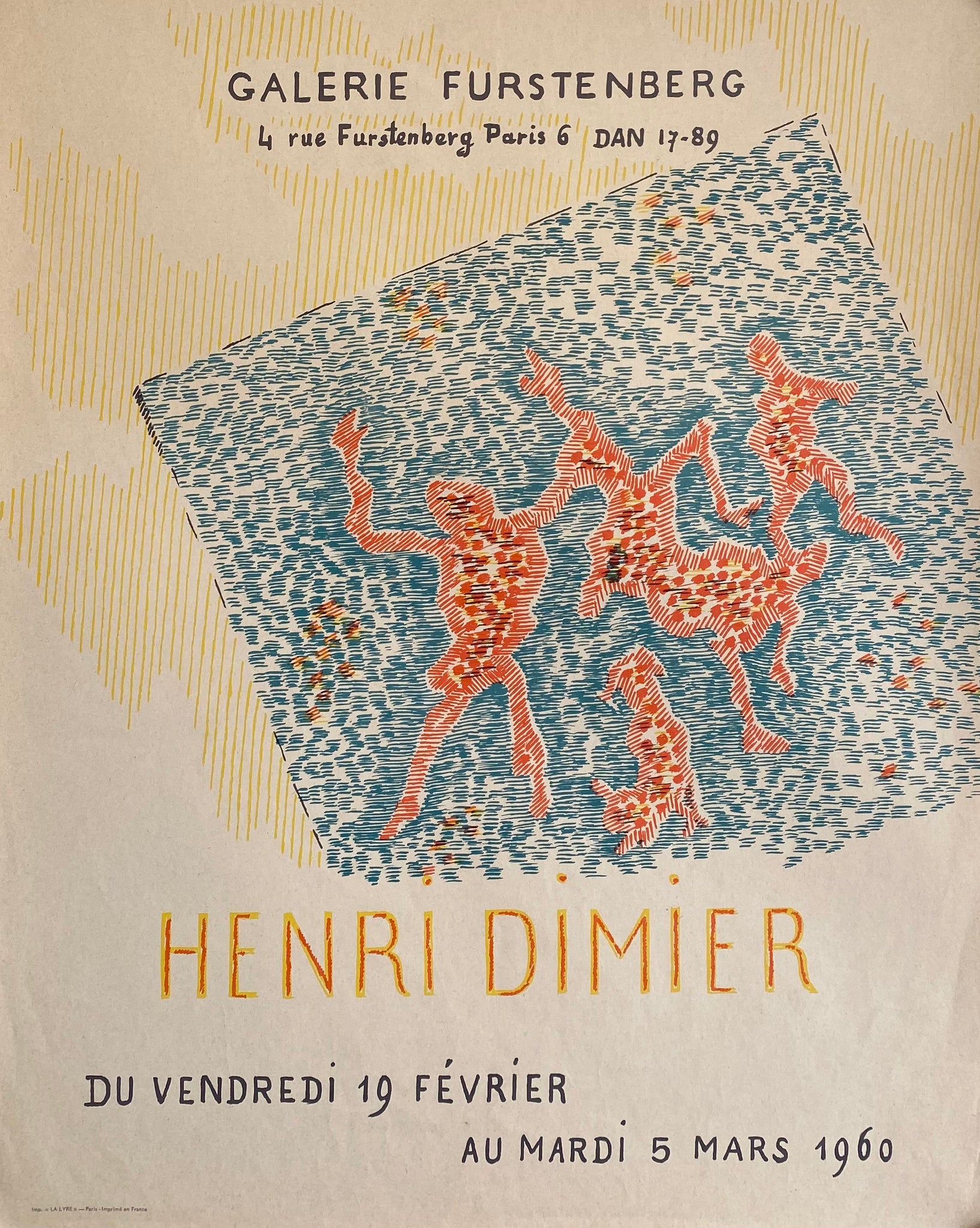 Affiche Galerie Furstenberg   Par Henri Dimier, 1960 