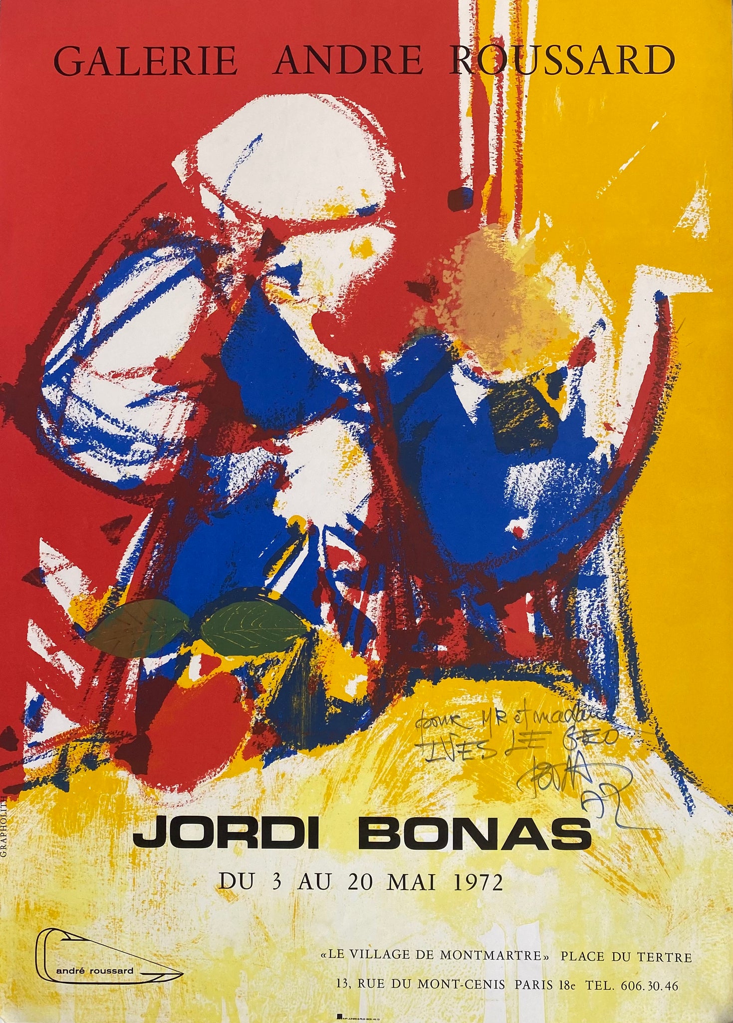Affiche Galerie André Roussard   Par Jordi Bonas, 1972 