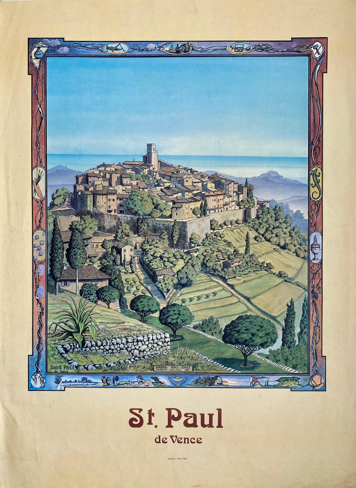 Affiche St. Paul de Vence    Par Martin Rhys - Jones, 1980
