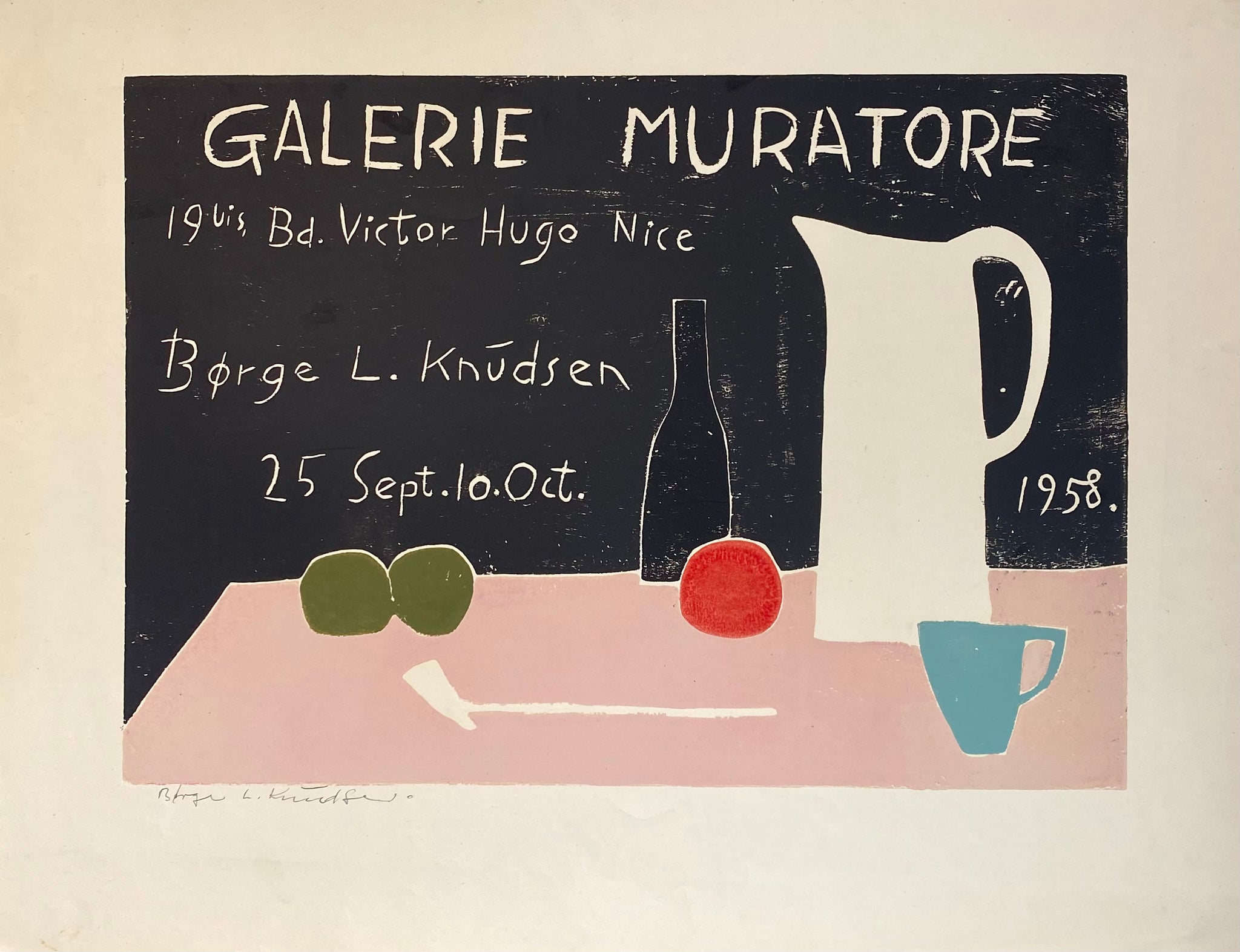 Affiche Galerie Muratore    Par Borge L. Knúdsen, 1958
