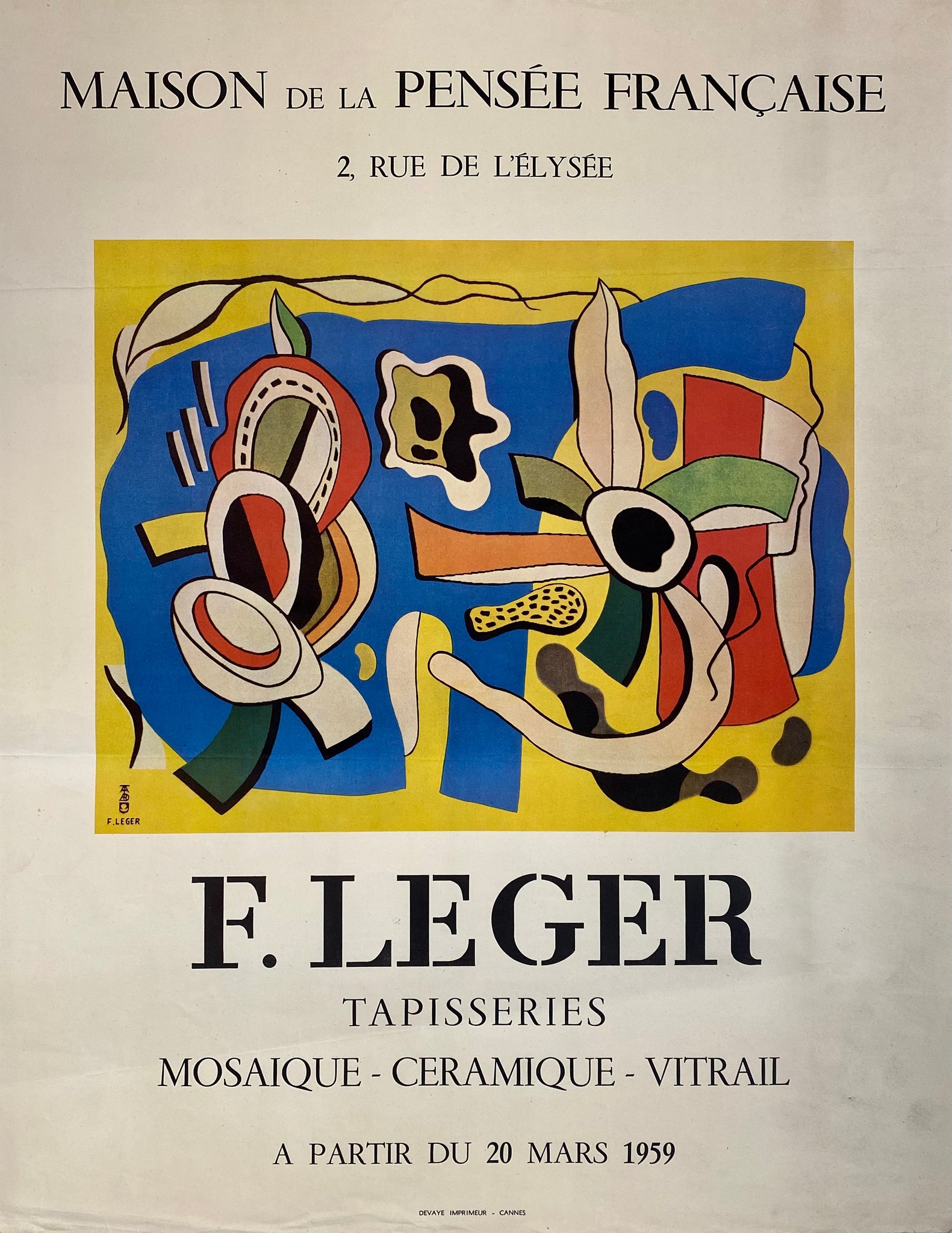 Affiche Maison de la Pensée Française    Par Fernand Leger, 1959