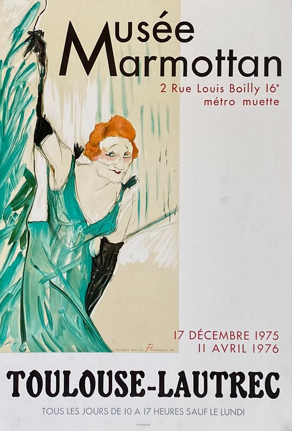 Affiche Musée Marmottan    par Toulouse - Lautrec, 1976