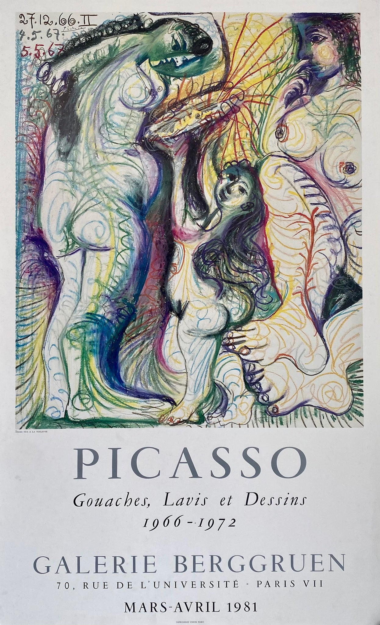 Affiche Galerie Berggruen - Gouaches, Lavis et Dessins Par Pablo Picasso, 1981