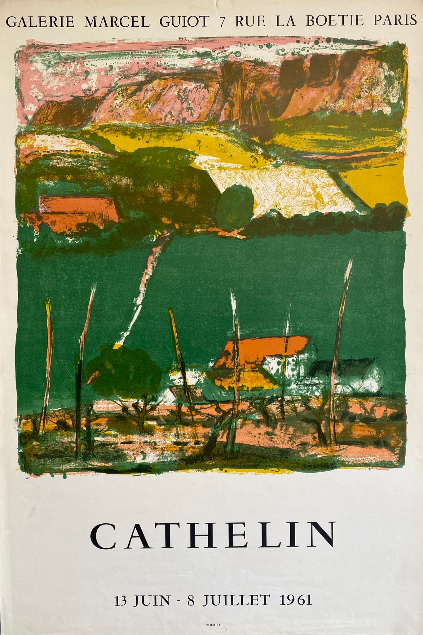 Affiche Originale Galerie Marcel Guiot - Cathelin 1961