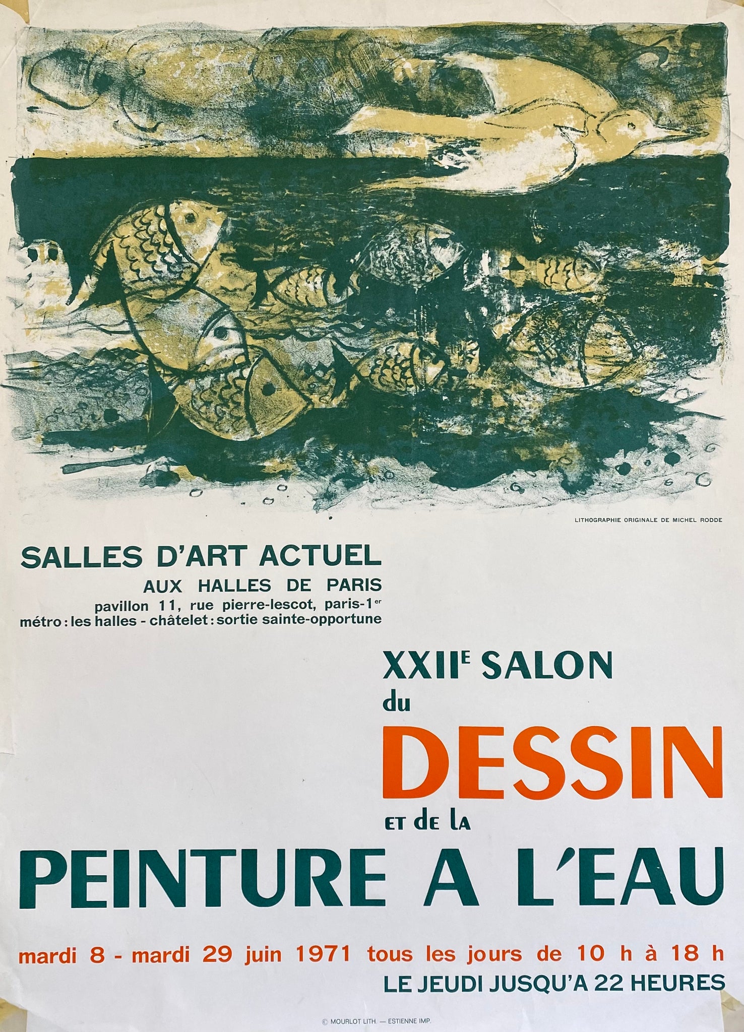 Affiche Originale Salles d'Art Actuel - Michel Rodde 1971