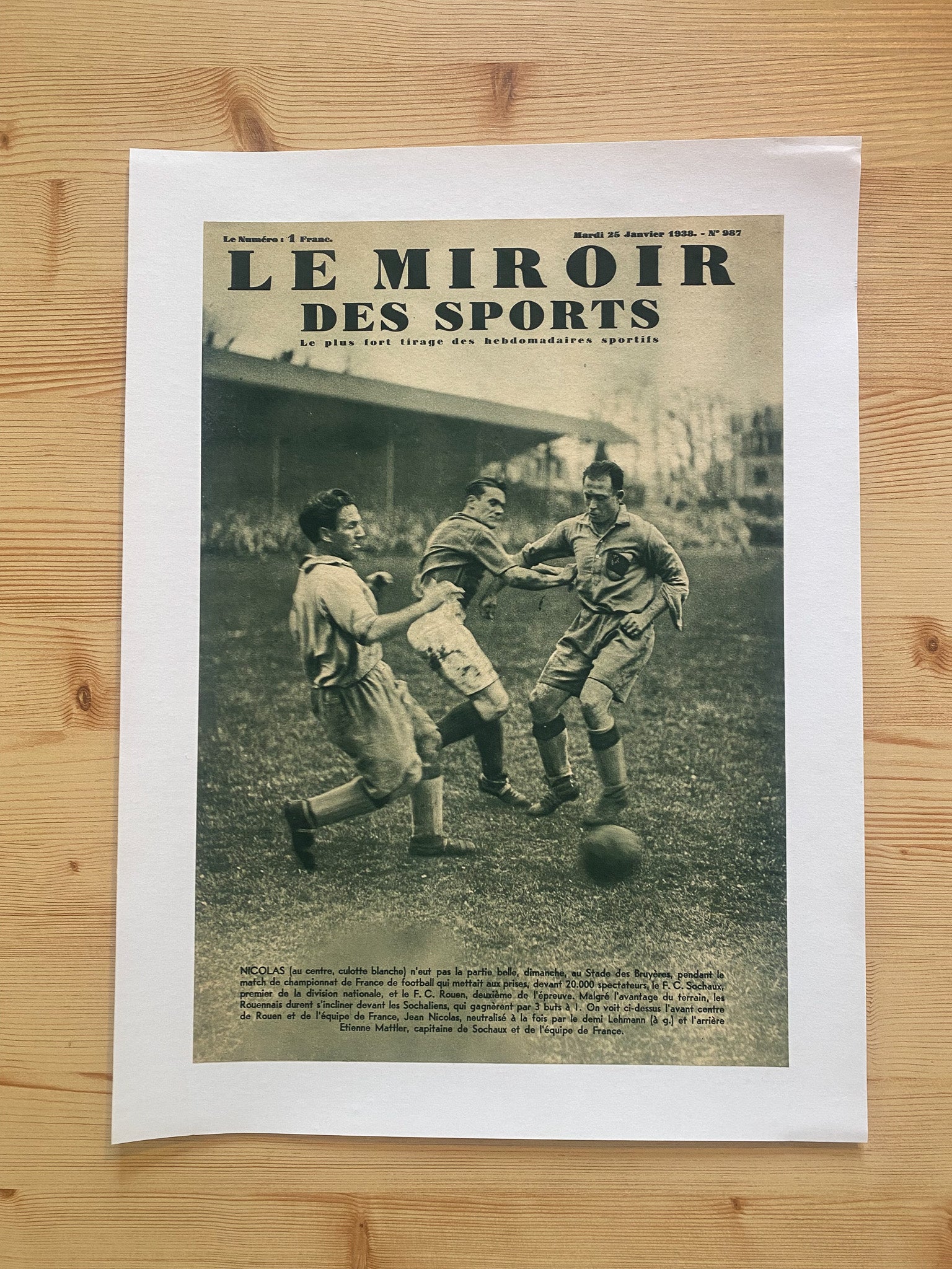 Le miroir des sports - Football Championnat de France  - janvier 1938 n°987