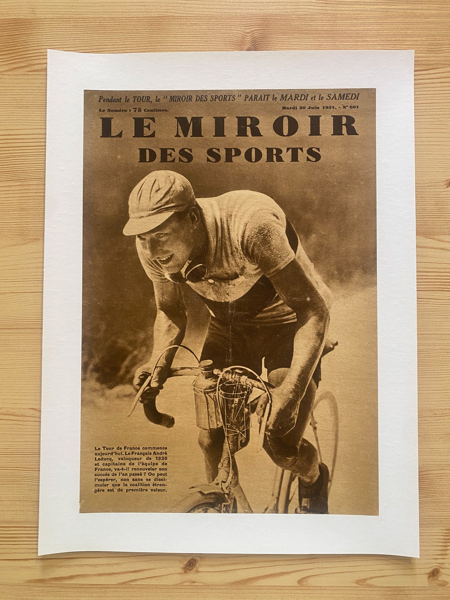 Affiche Le Miroir des Sports  - Tour de France  - 30 Juin 1931 N°601