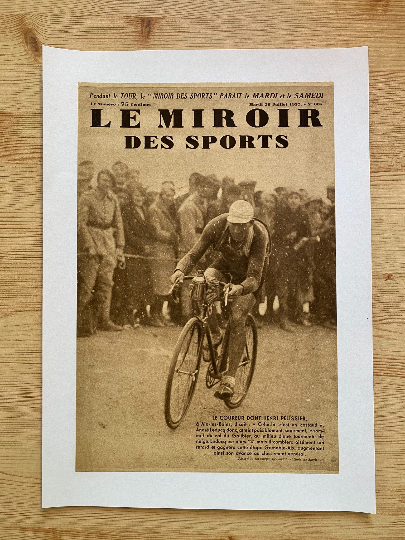 Affiche Le Miroir des Sports  - Cyclisme Tour de France - Juillet 1932 N°664