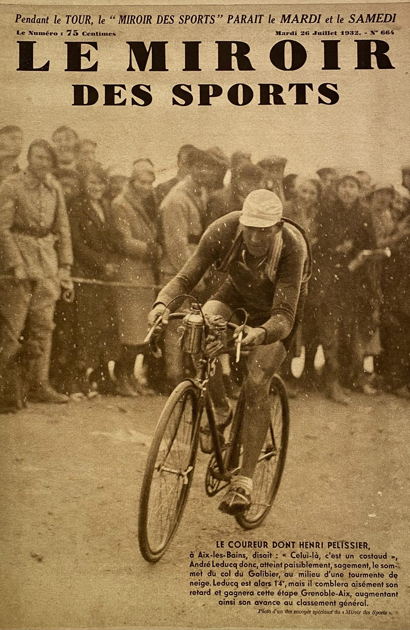 Affiche Le Miroir des Sports  - Cyclisme Tour de France - Juillet 1932 N°664