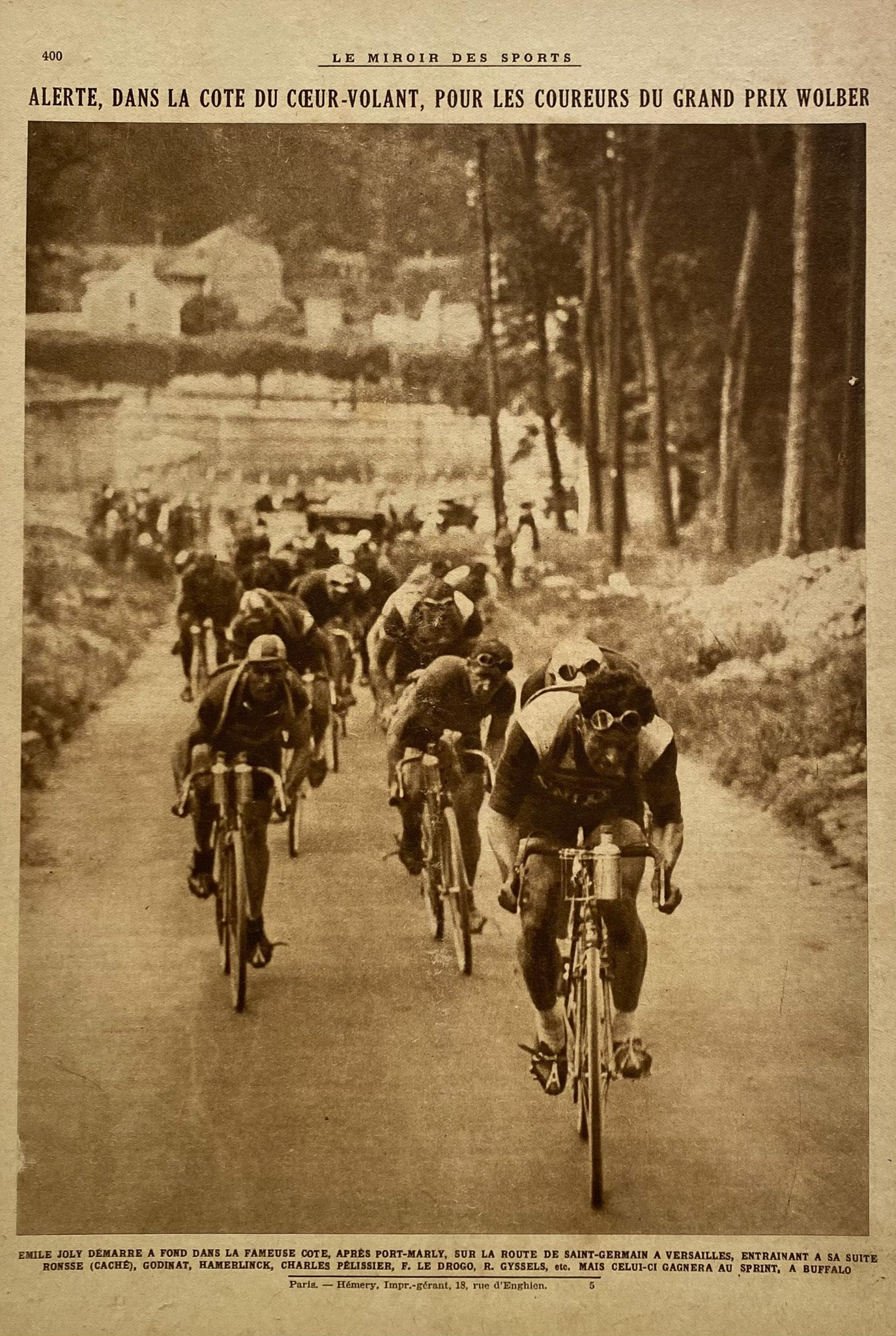 Affiche Le Miroir des Sports  - Cyclisme Grand Prix Wolber - Circa 1935