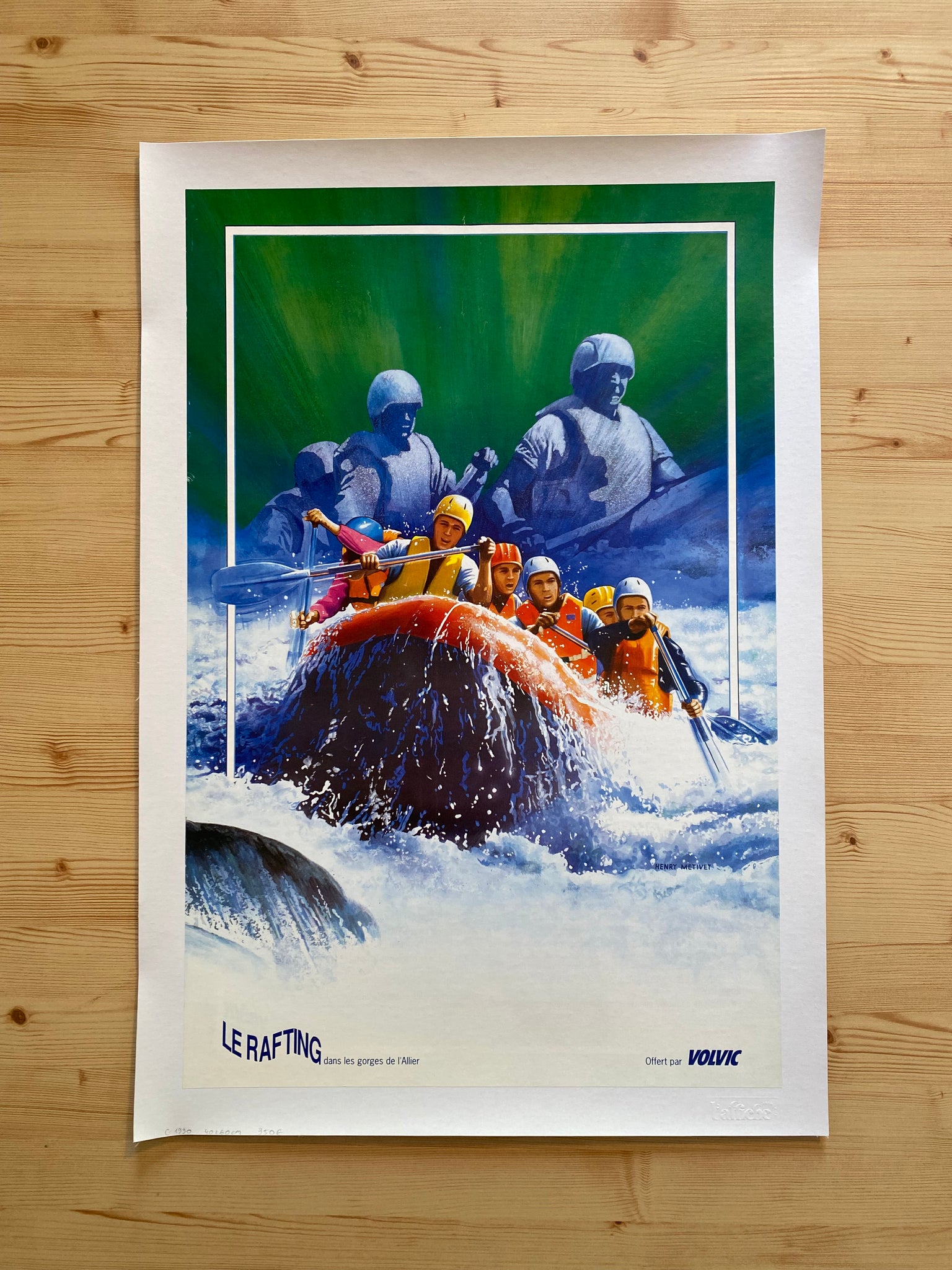 Affiche Ancienne Sport - Le Rafting Par Henry Metivet, 1990