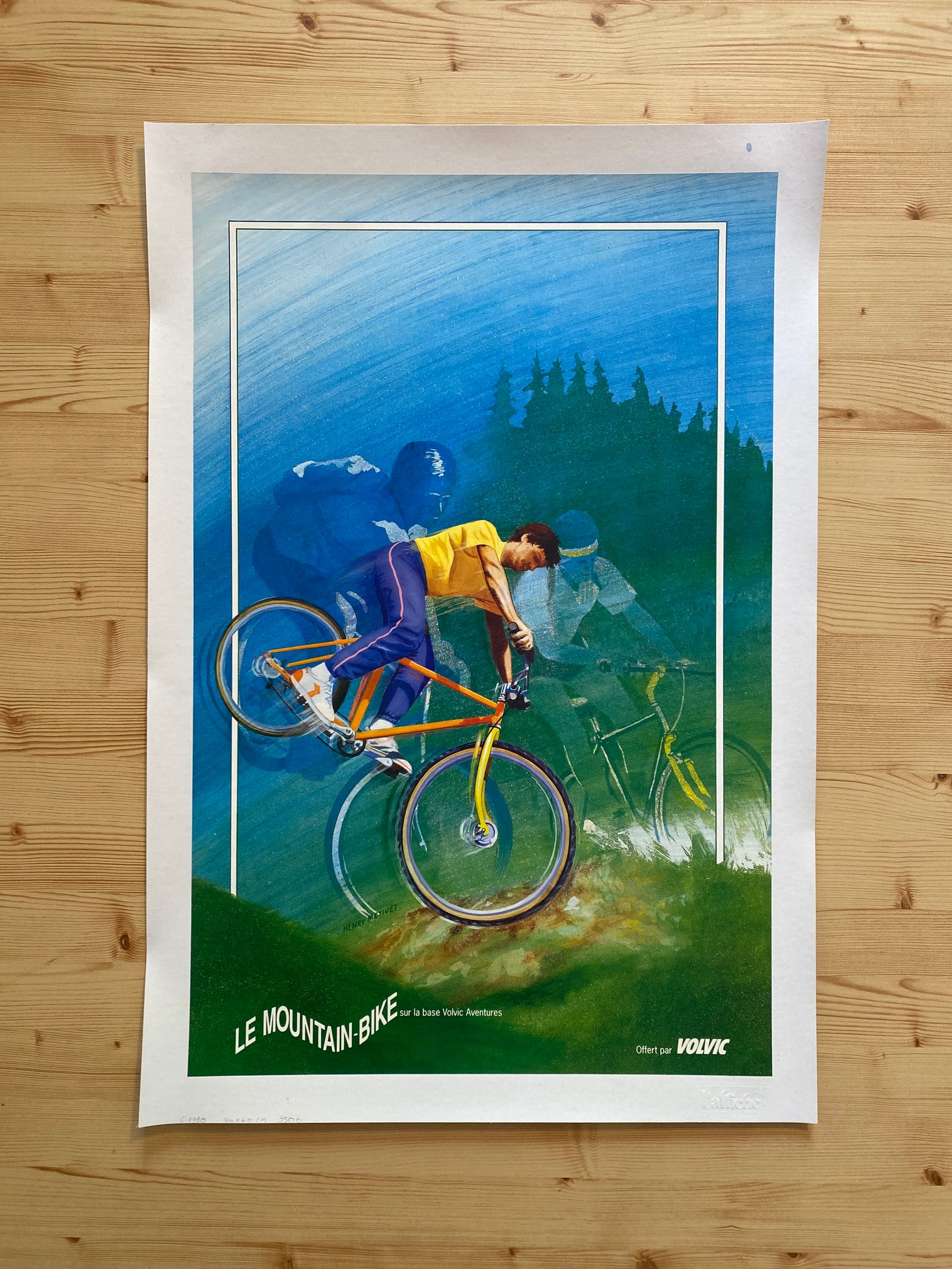 Affiche Ancienne Sport - Volvic Mountain Bike - Henry Metivet 1990