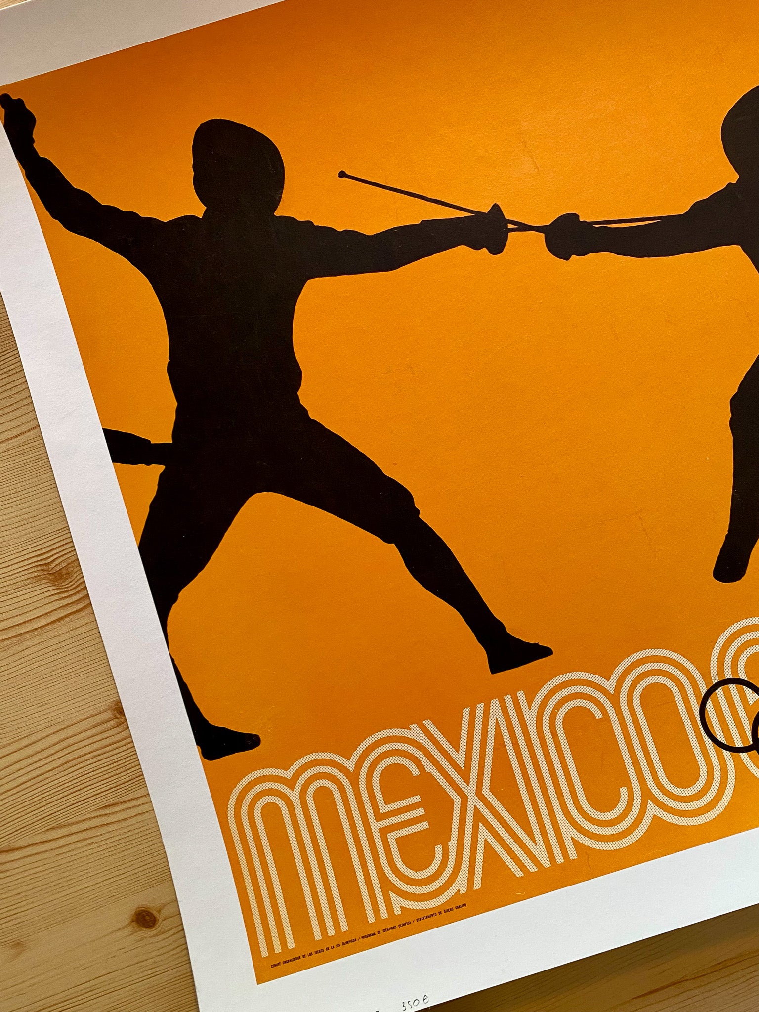 Affiche Ancienne Original Jeux Olympiques - Escrime Mexico 1968, par Lance Wyman