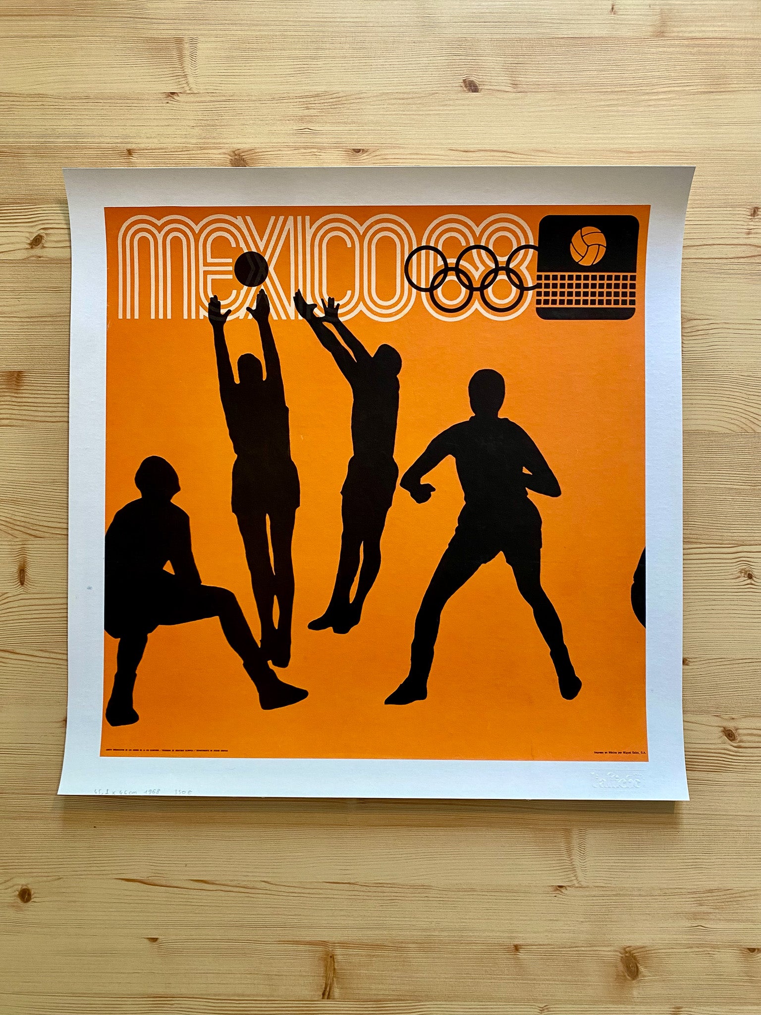 Affiche Ancienne Original Jeux Olympiques - Volley-ball Mexico 1968, par Lance Wyman