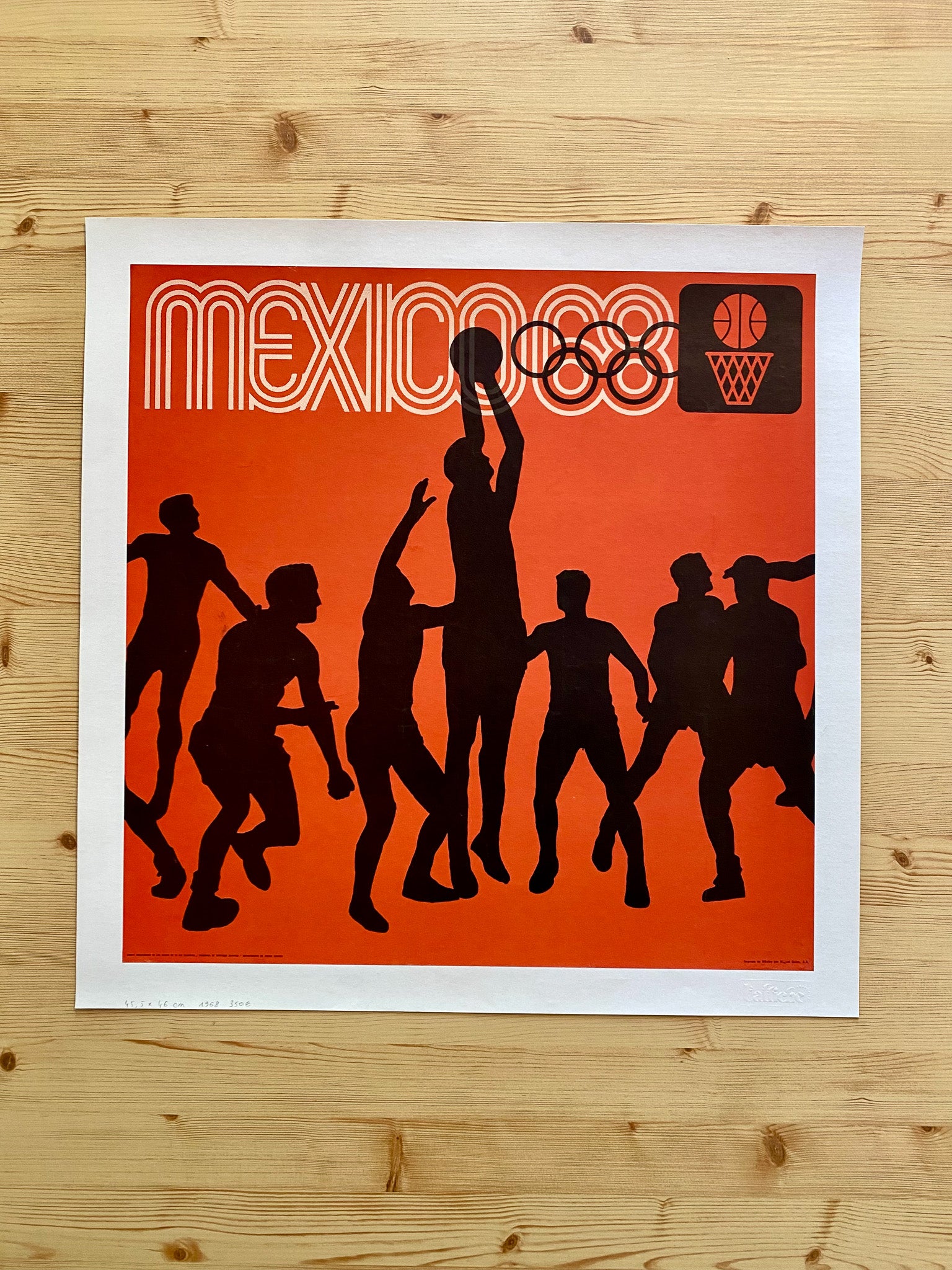 Affiche Ancienne Jeux Olympiques Mexico 1968 - Basketball - Wyman Lance