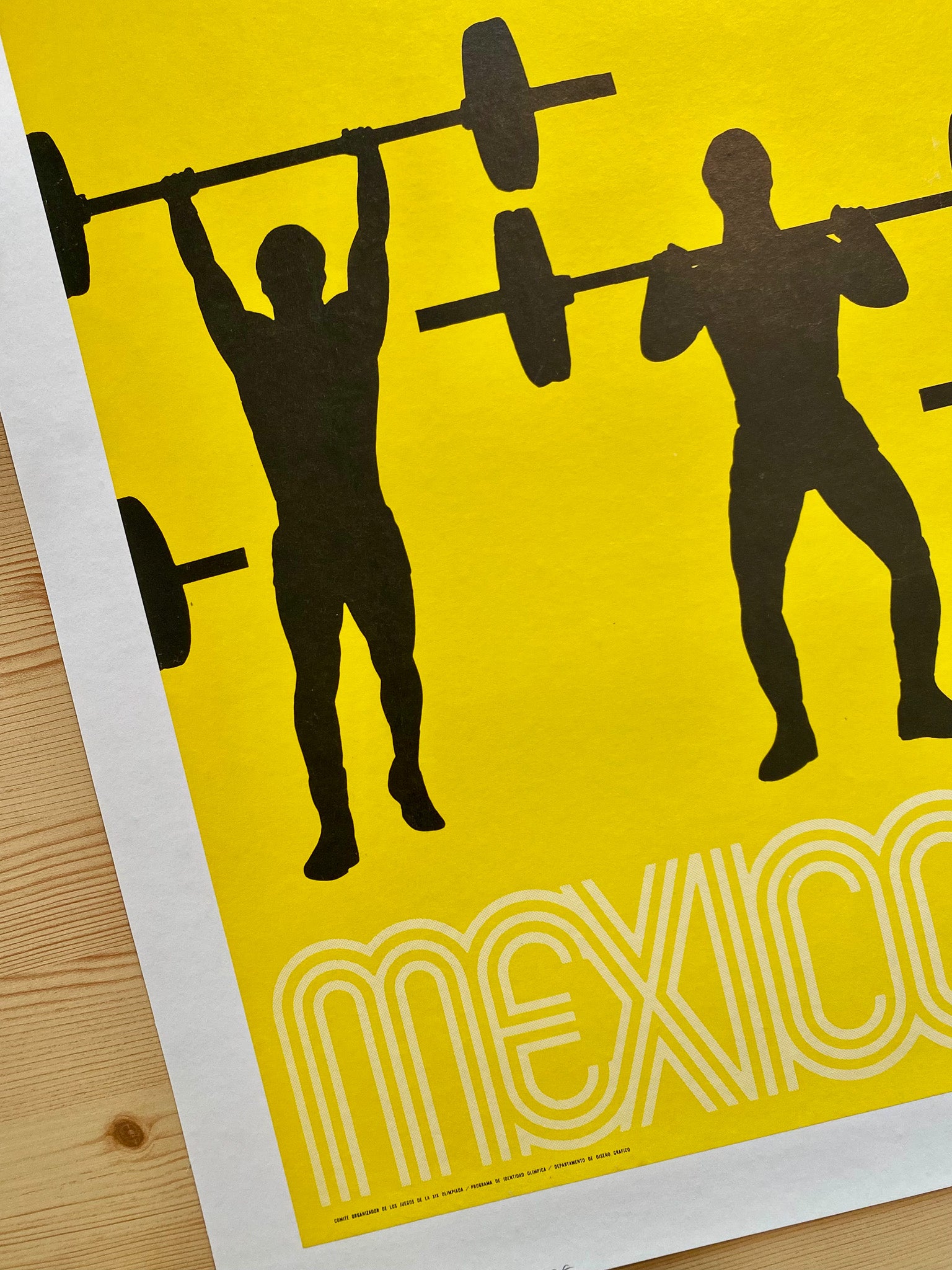 Affiche Ancienne Jeux Olympiques Mexico 1968 - Haltérophile - Wyman Lance