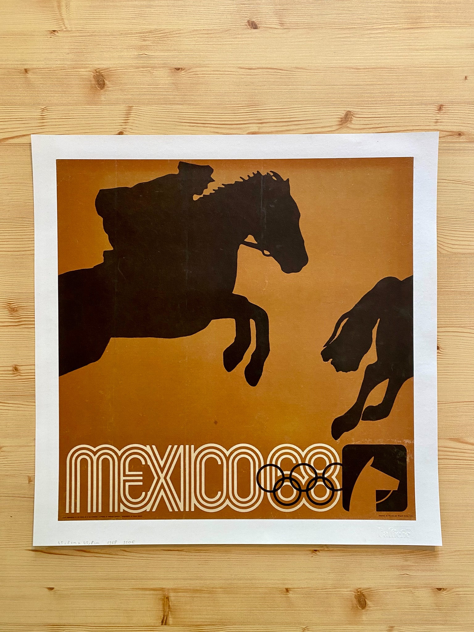 Affiche Ancienne Jeux Olympiques Mexico 1968 - Saut à Cheval - Wyman Lance