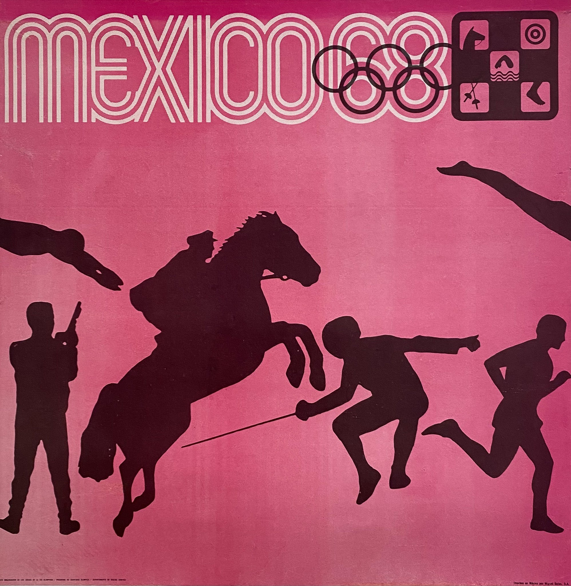 Affiche Ancienne Jeux Olympiques Mexico 1968 Sport - Wyman Lance