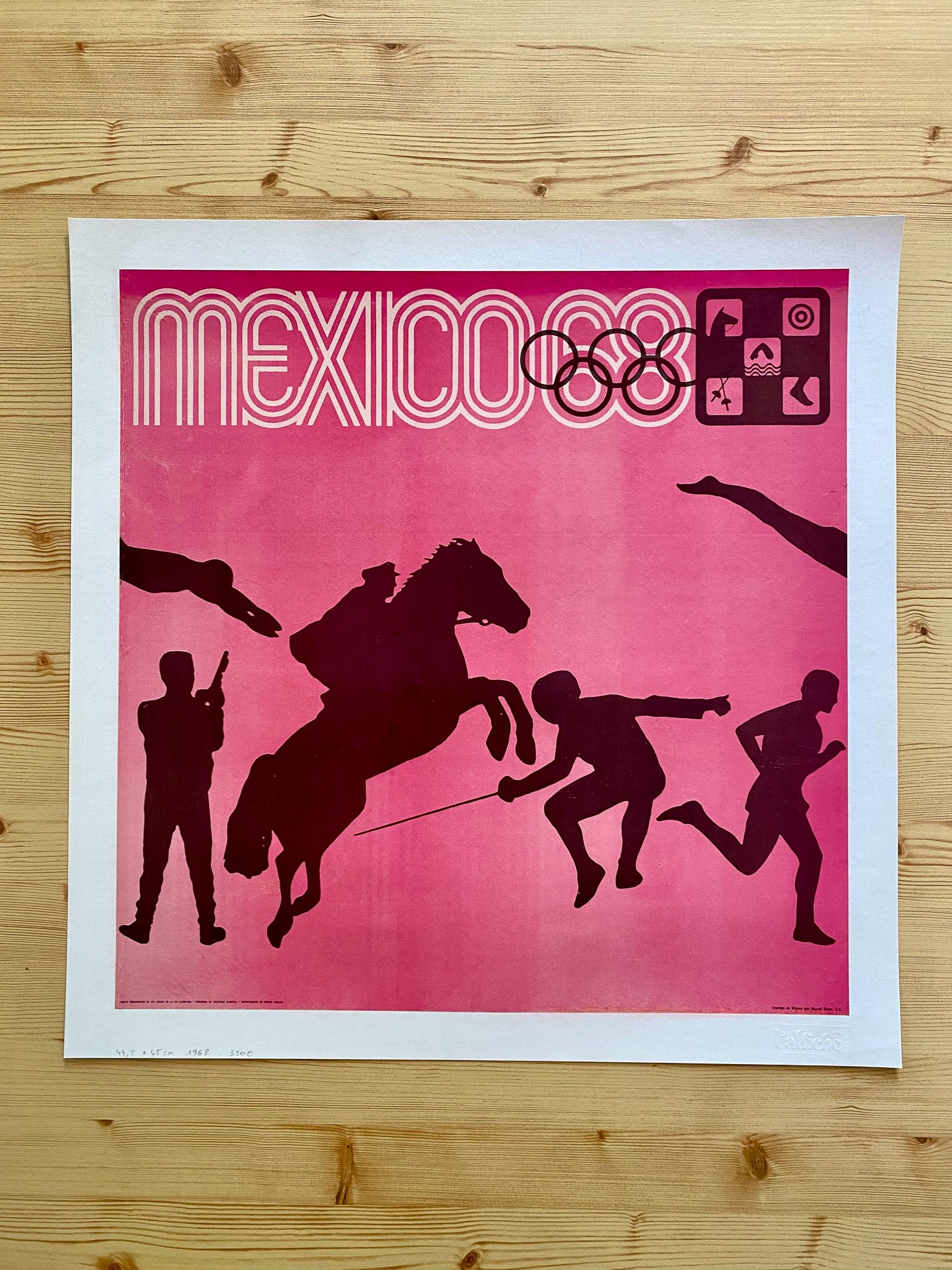 Affiche Ancienne Jeux Olympiques Mexico 1968 Sport - Wyman Lance