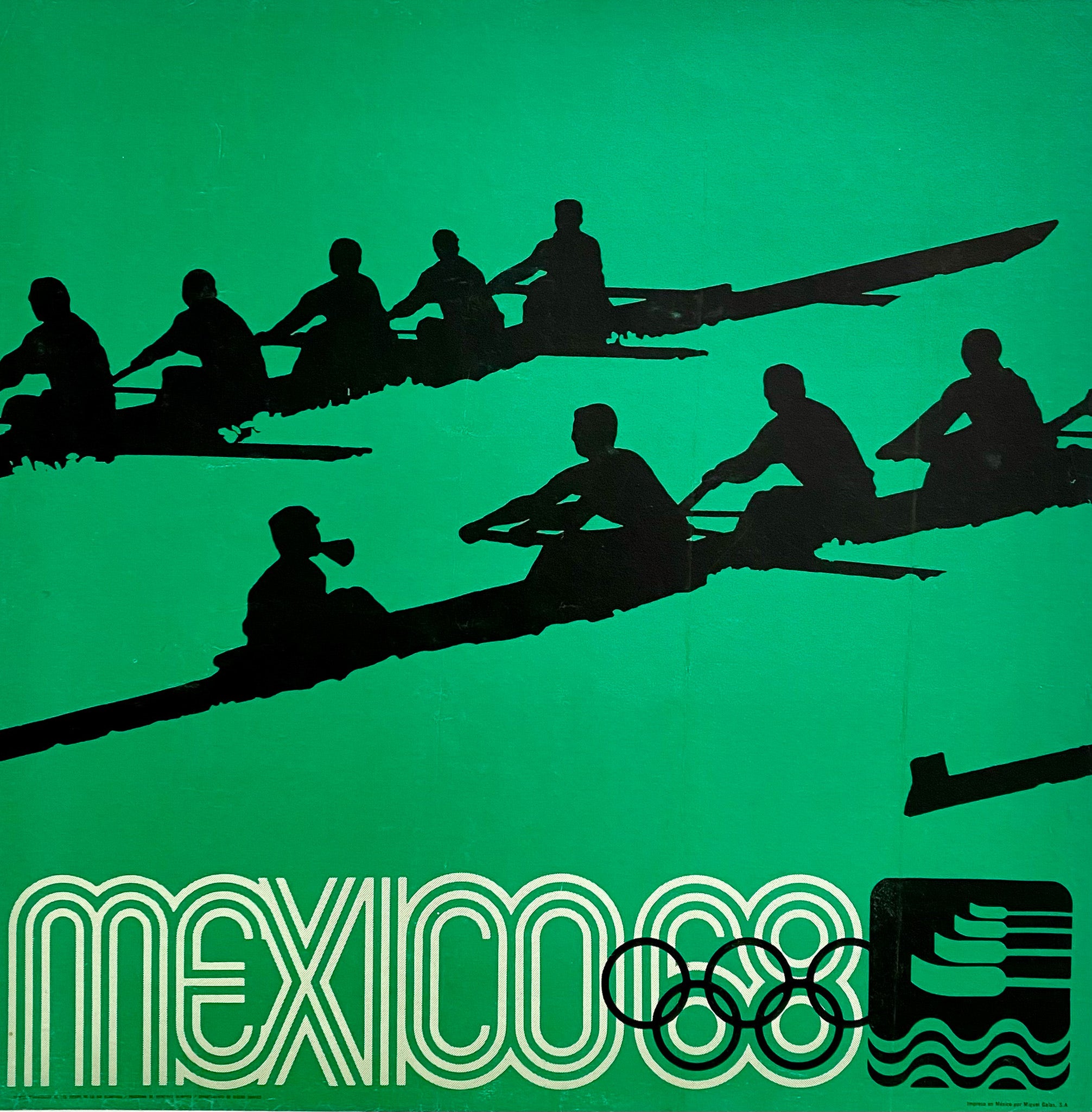 Affiche Ancienne Jeux Olympiques Mexico 1968 Aviron - Wyman Lance 